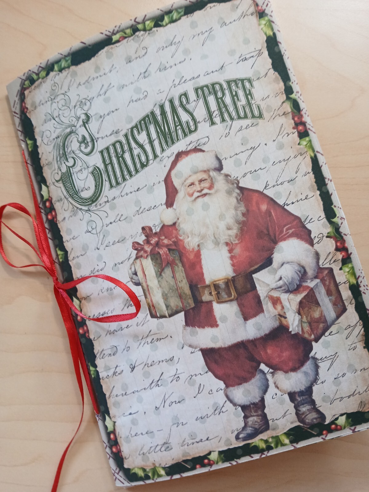 Junk Journal Blank Booklet “HOLLY JOLLY CHRISTMAS” Holiday LG 8.5″x5.5″ 40pgs