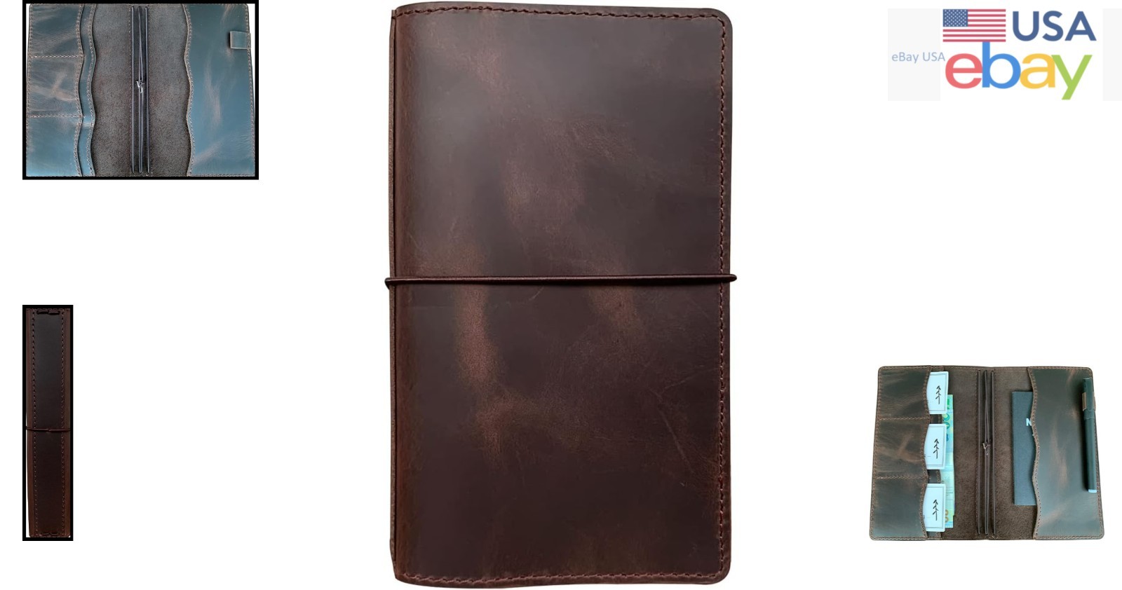 Travelers Leather Notebook Cover with Pen Loop and Multiple Insert Options