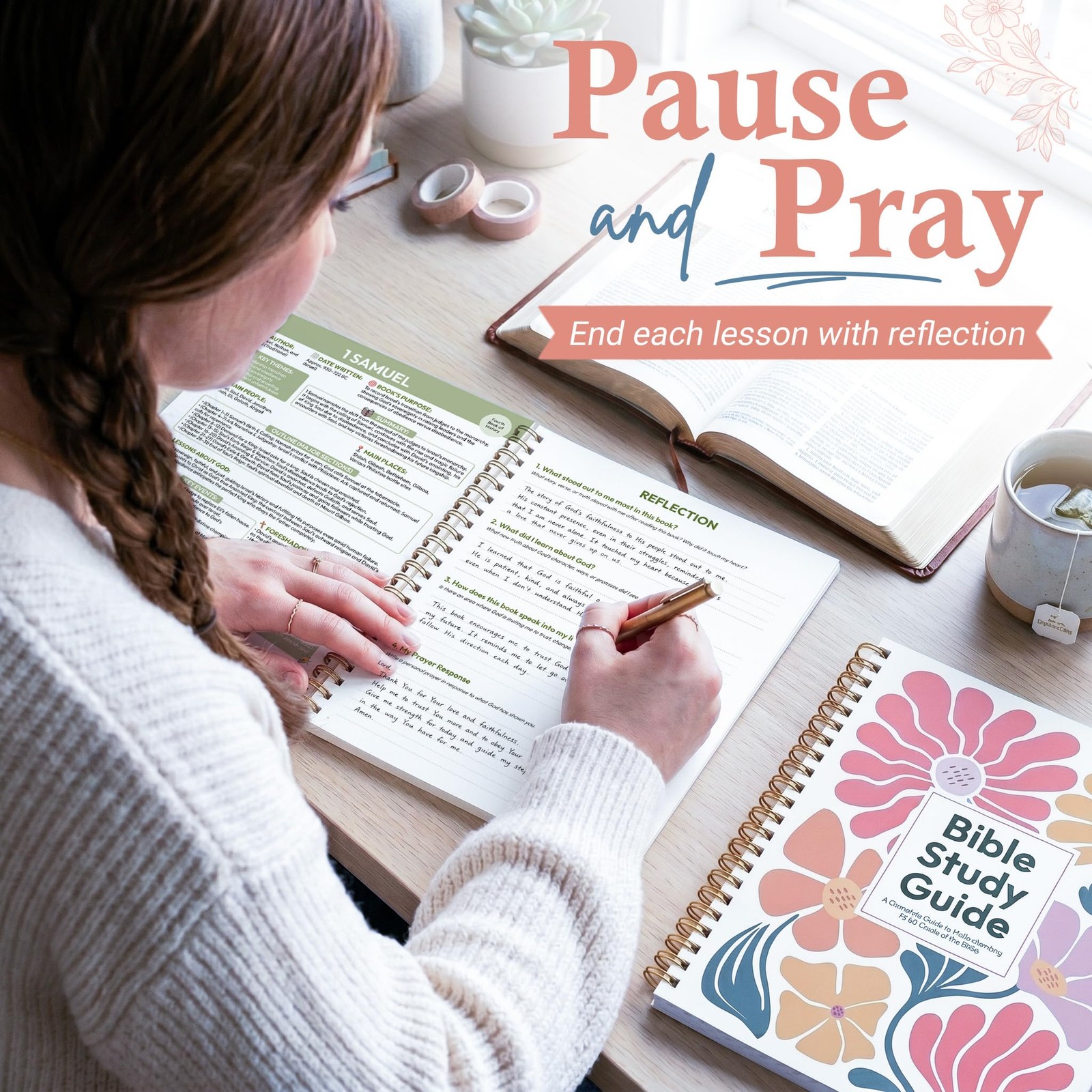 Floral Bible Study Guide for Women, Spiral Journaling Bible, A4,