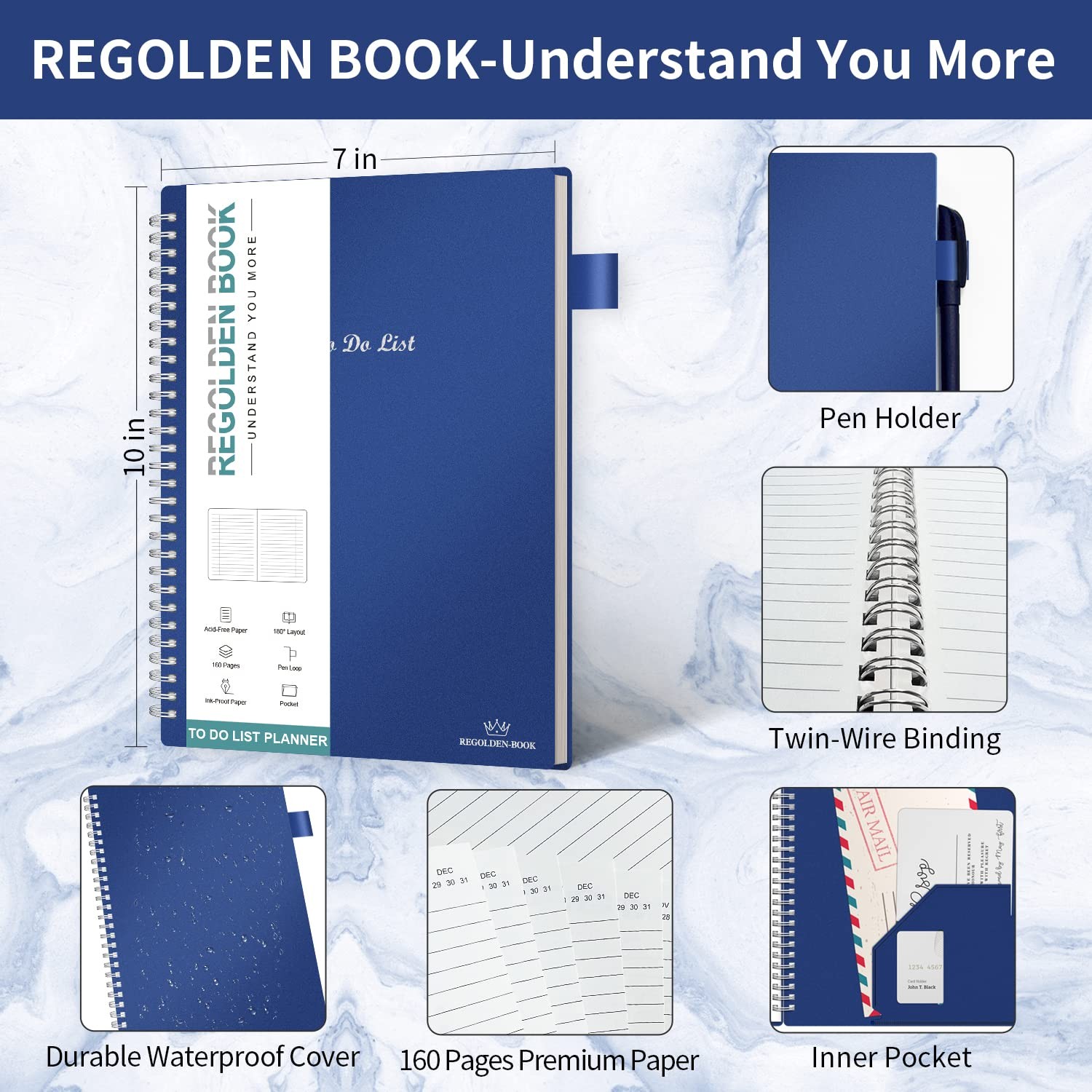 Regolden-Book To Do List Notebook, Daily Planner for Work, Project Tasks &