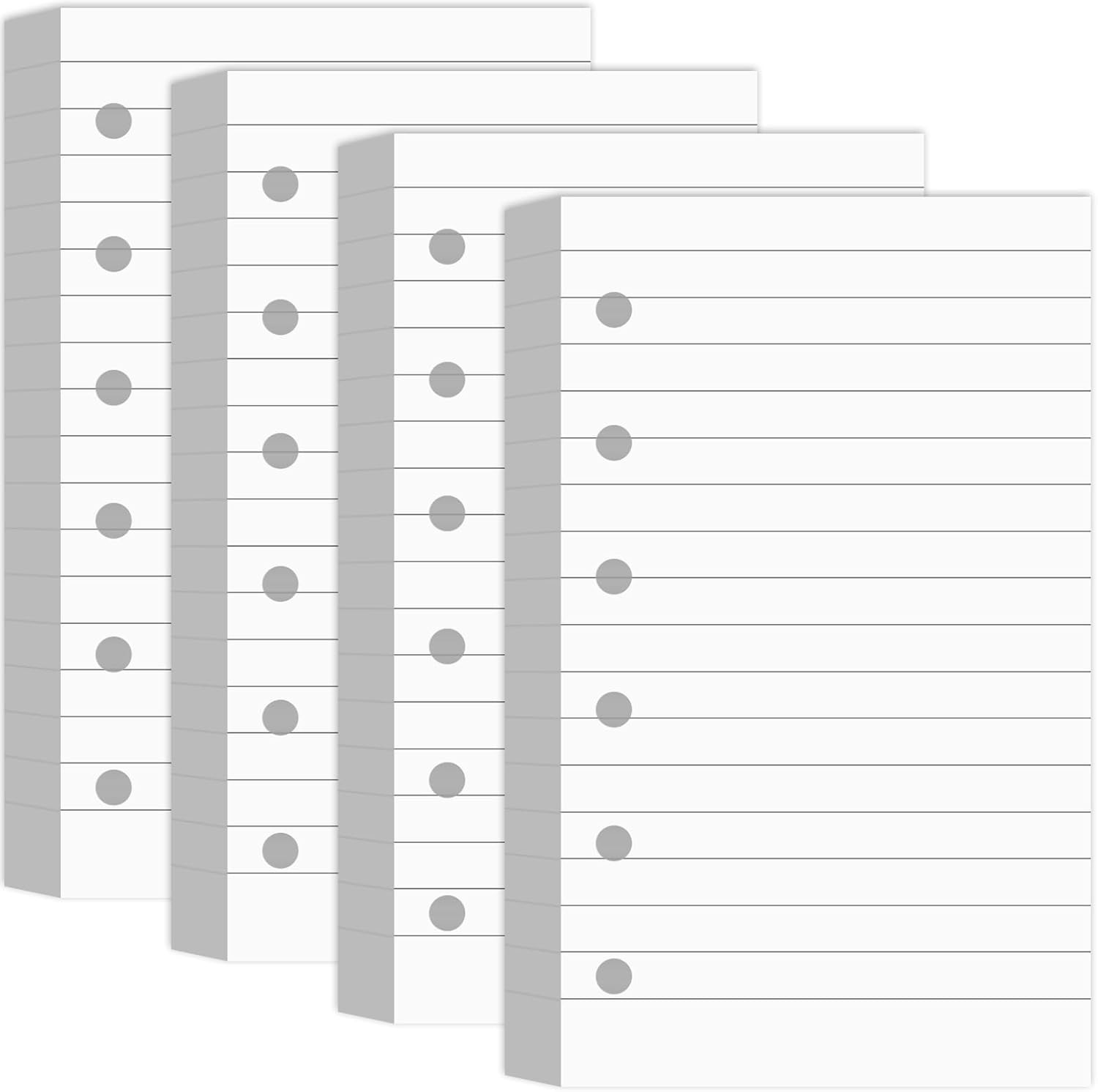 400 Sheets Blank Lined Paper Refill for 3 X 5 Binders 6-Ring Memo Refill Paper M