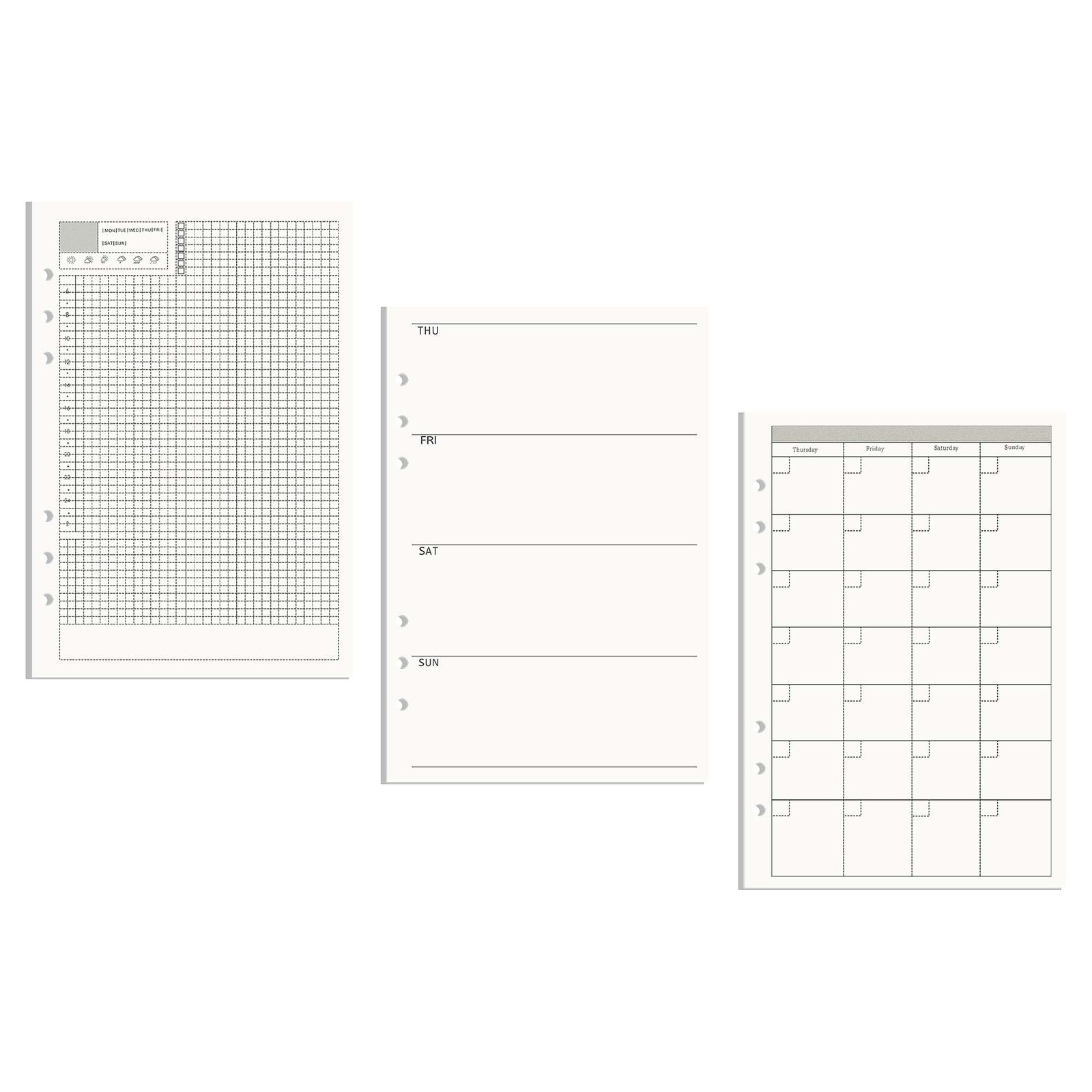 AxeWoodz A5 Refill Paper 3 Pack Undated Daily A5, & Weekly & Monthly