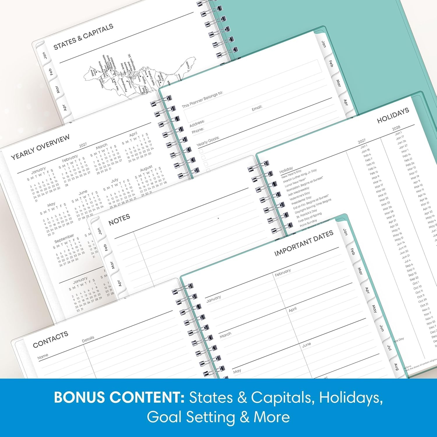2027 Weekly and Monthly Planner Calendar, January 2027 – December
