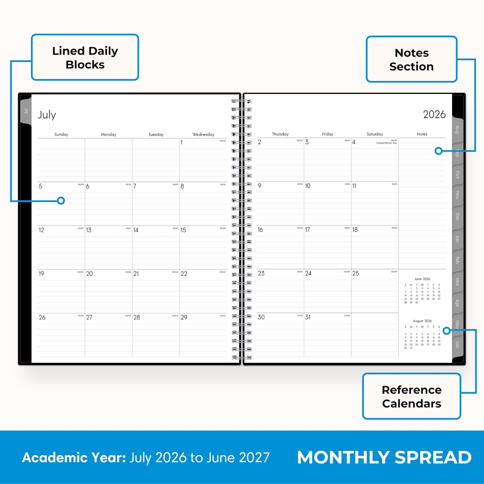 Blue Sky 2026-2027 Monthly Academic Year 8″ x 10″, Enterprise- 2026/2027