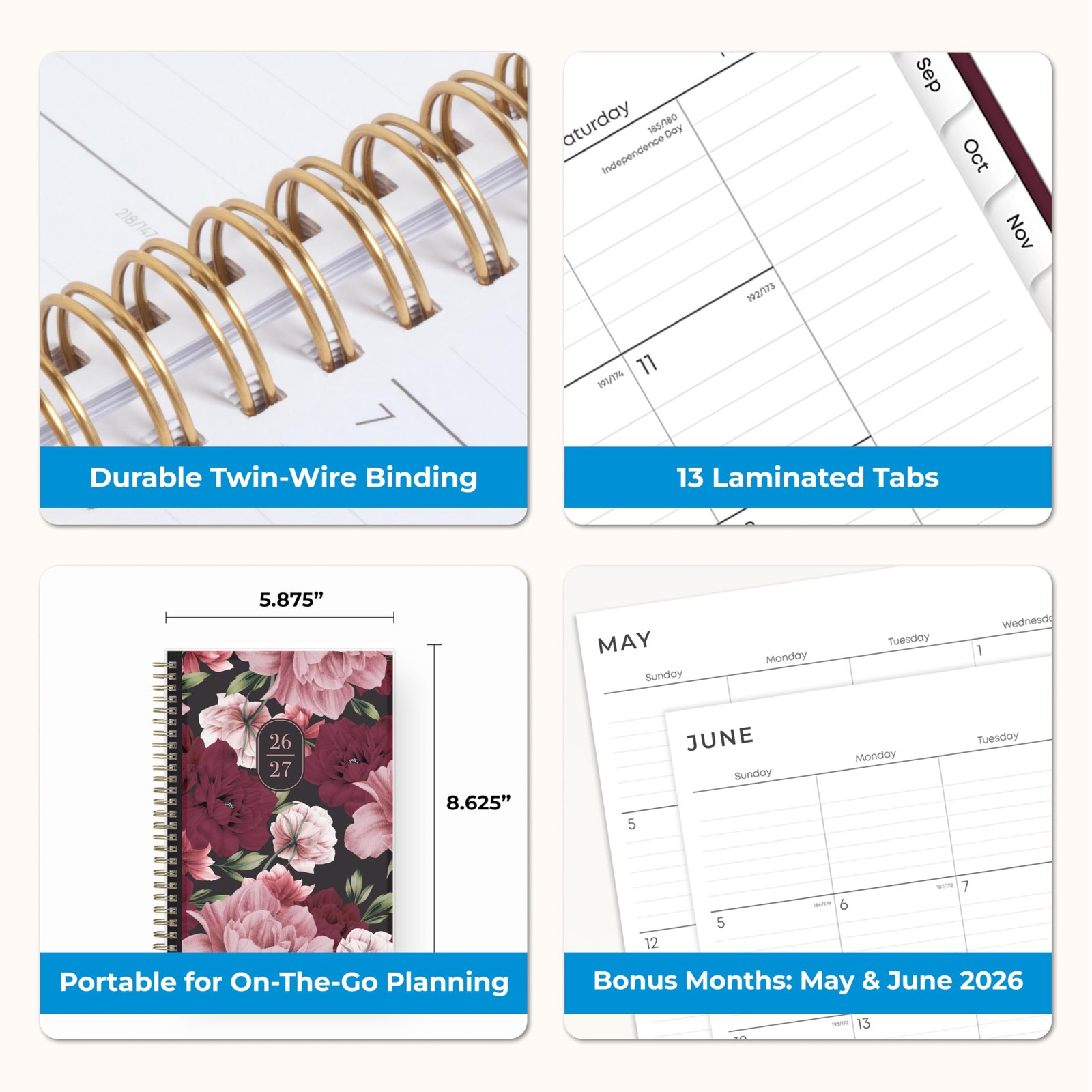 Blue Sky 2026-2027 Weekly and 5.875″ x 8.625″, Dark Peonies- 2026/2027