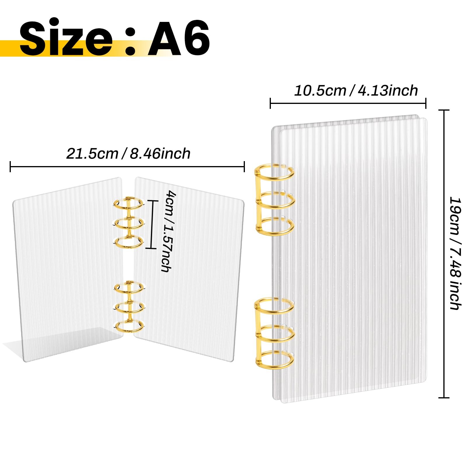 SBYURE A6 Binder Clear Acrylic 6-Ring Budget Binders Thick Transparent