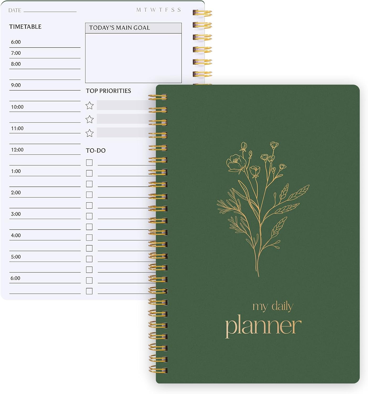 Undated Daily Planner with Hourly Schedule, 5.71″ X 8.35″ Daily to DO List Noteb