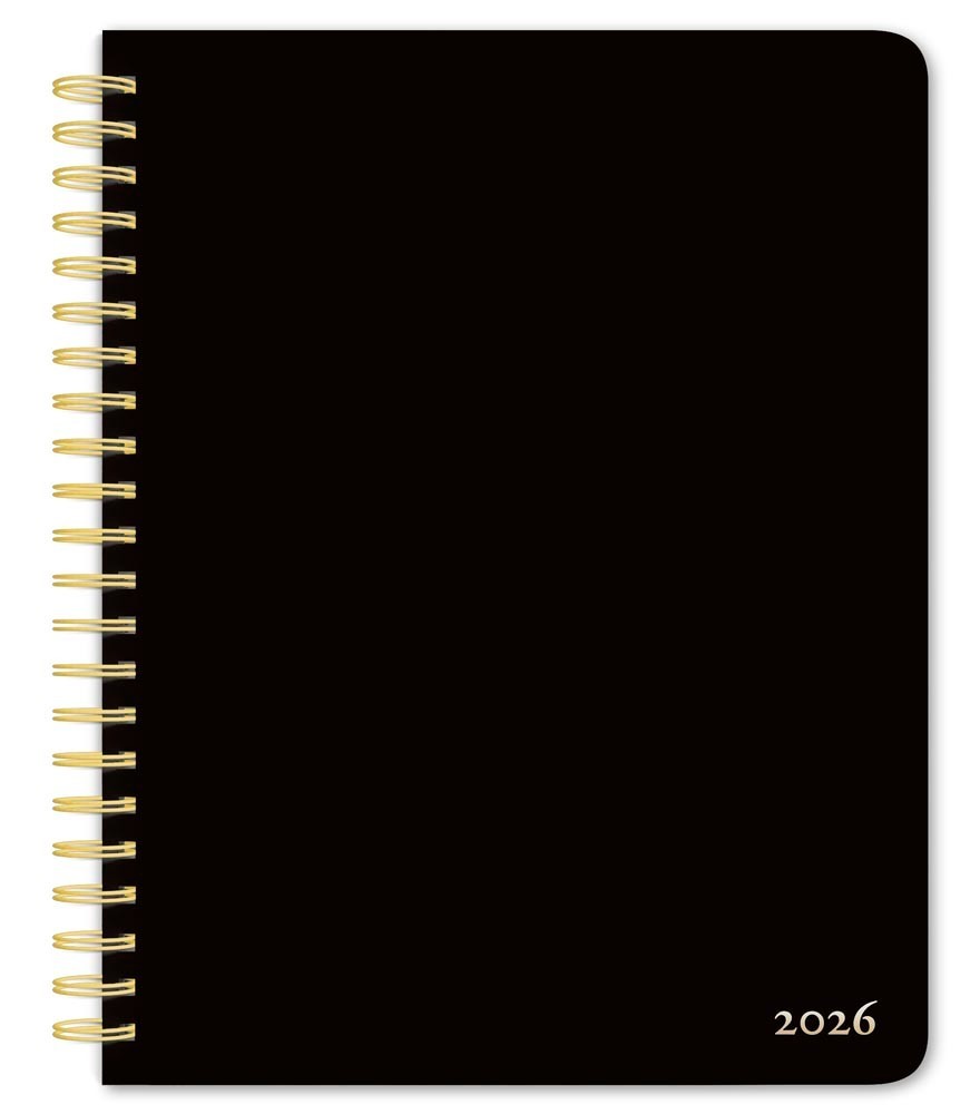 Black Solid | 2026 6×7.75 Inch Weekly Desk Planner | Foil Stamped Cover