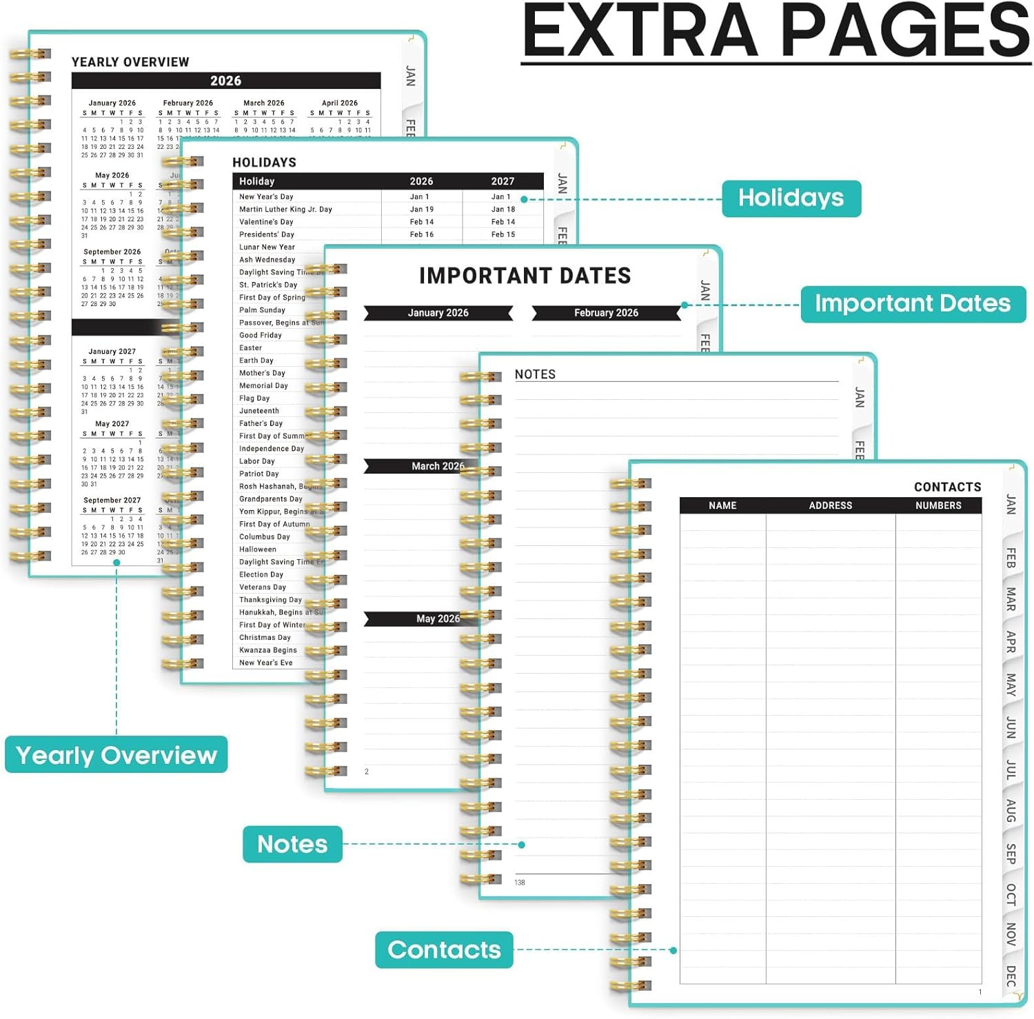2026 Planner, Weekly and Monthly Calendar Planner, January 2026 – December 2026,