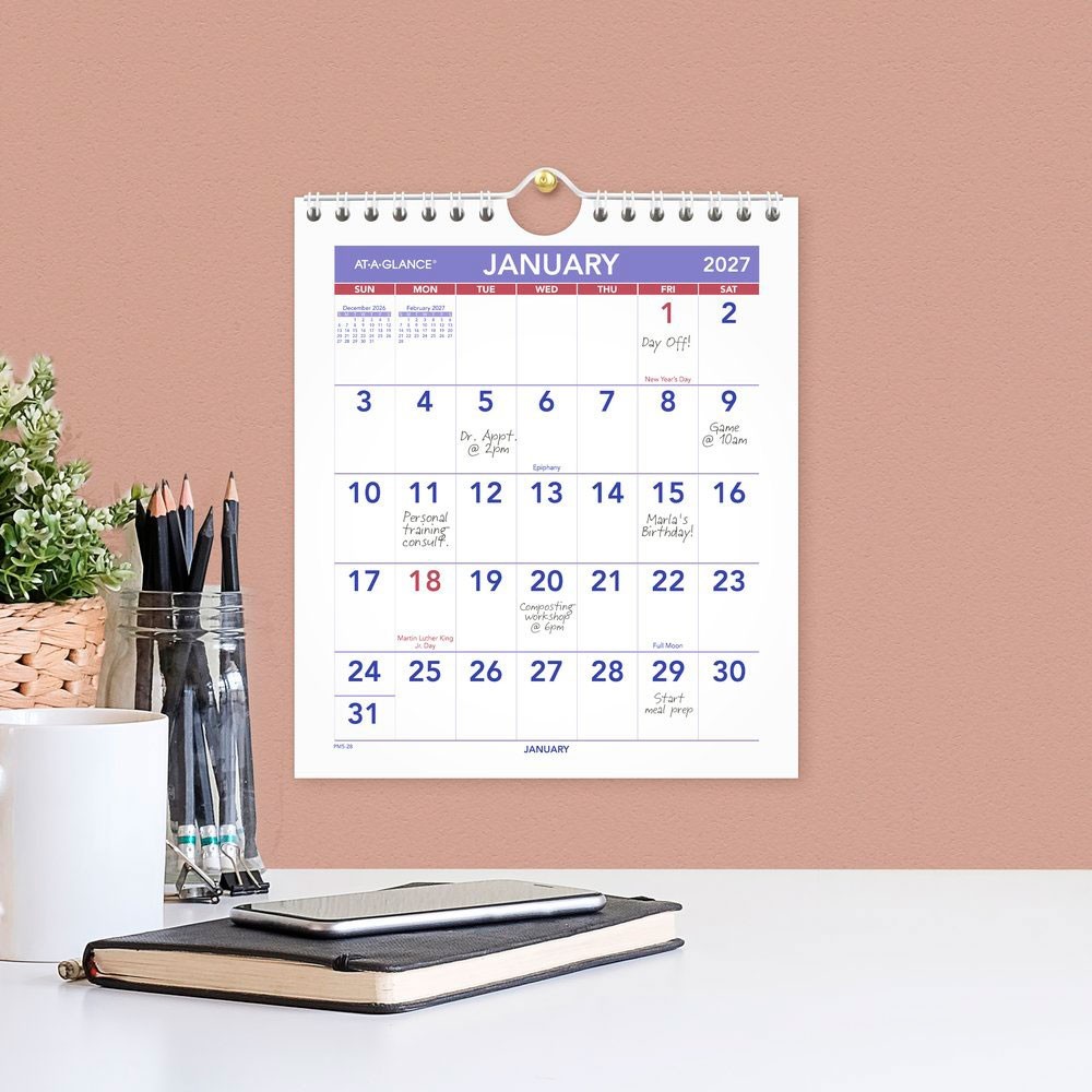 2026 At-A-Glance PM5-28 Mini Monthly Wall Calendar, 6-1/2 x 7-1/2″