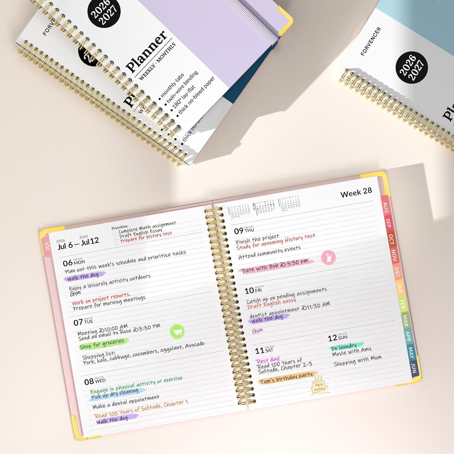 Academic Planner 2026-2027, July 2026-June 2027 Weekly & Monthly Hardcover Calen