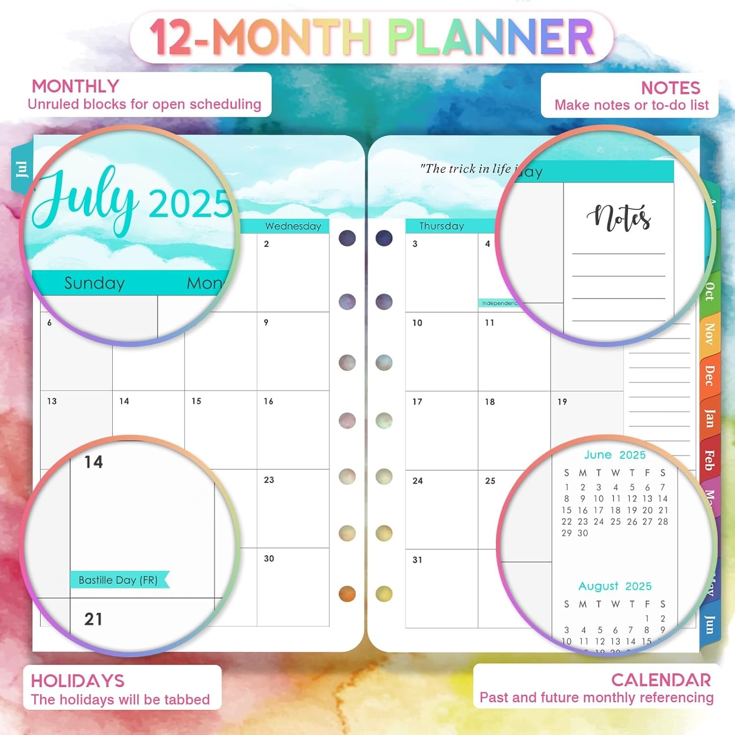 2025-2026 Planner Refills – from July Multicolor