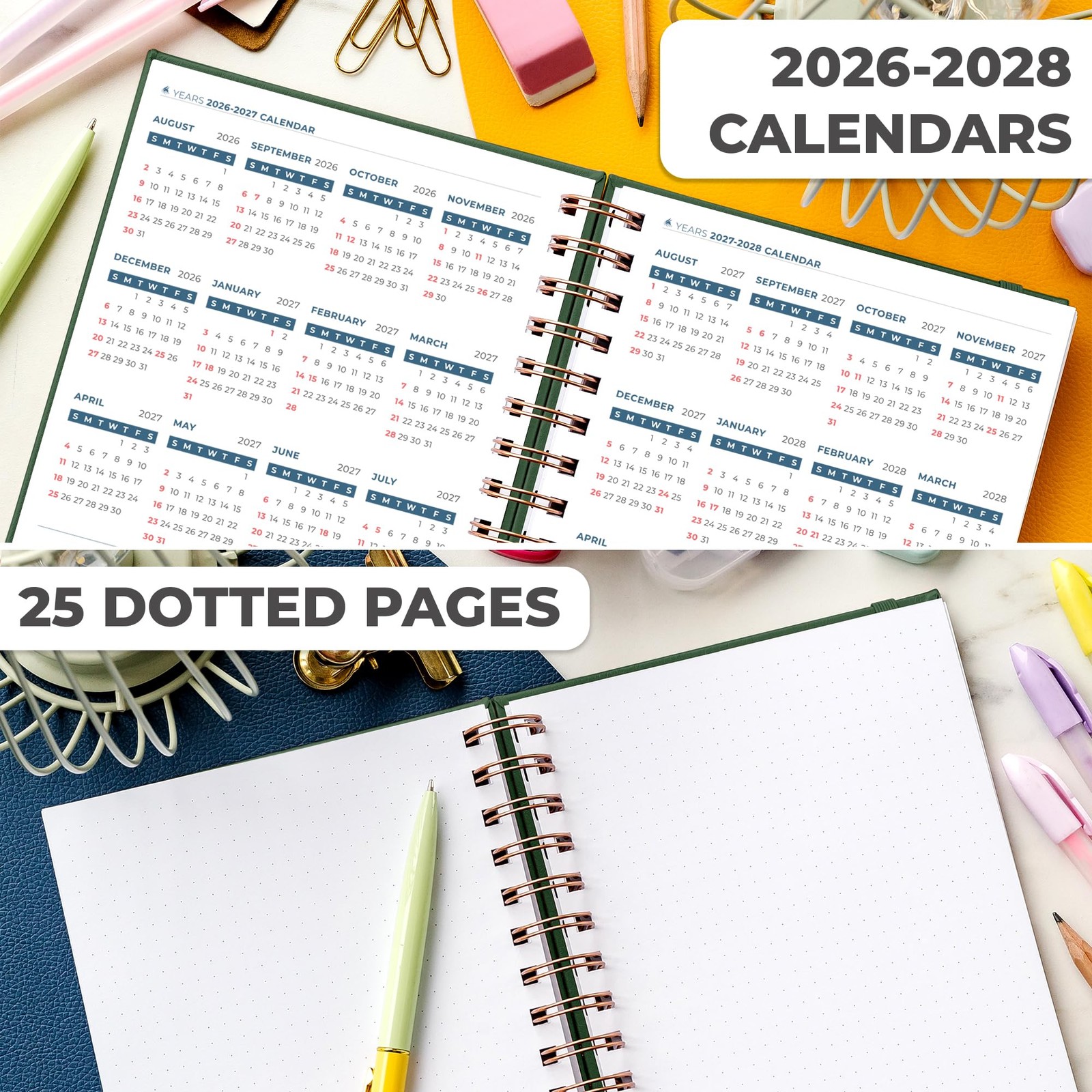 Clever Fox Academic Student Planner 2026-2027 – 6.3x 8.5″, Forest Green