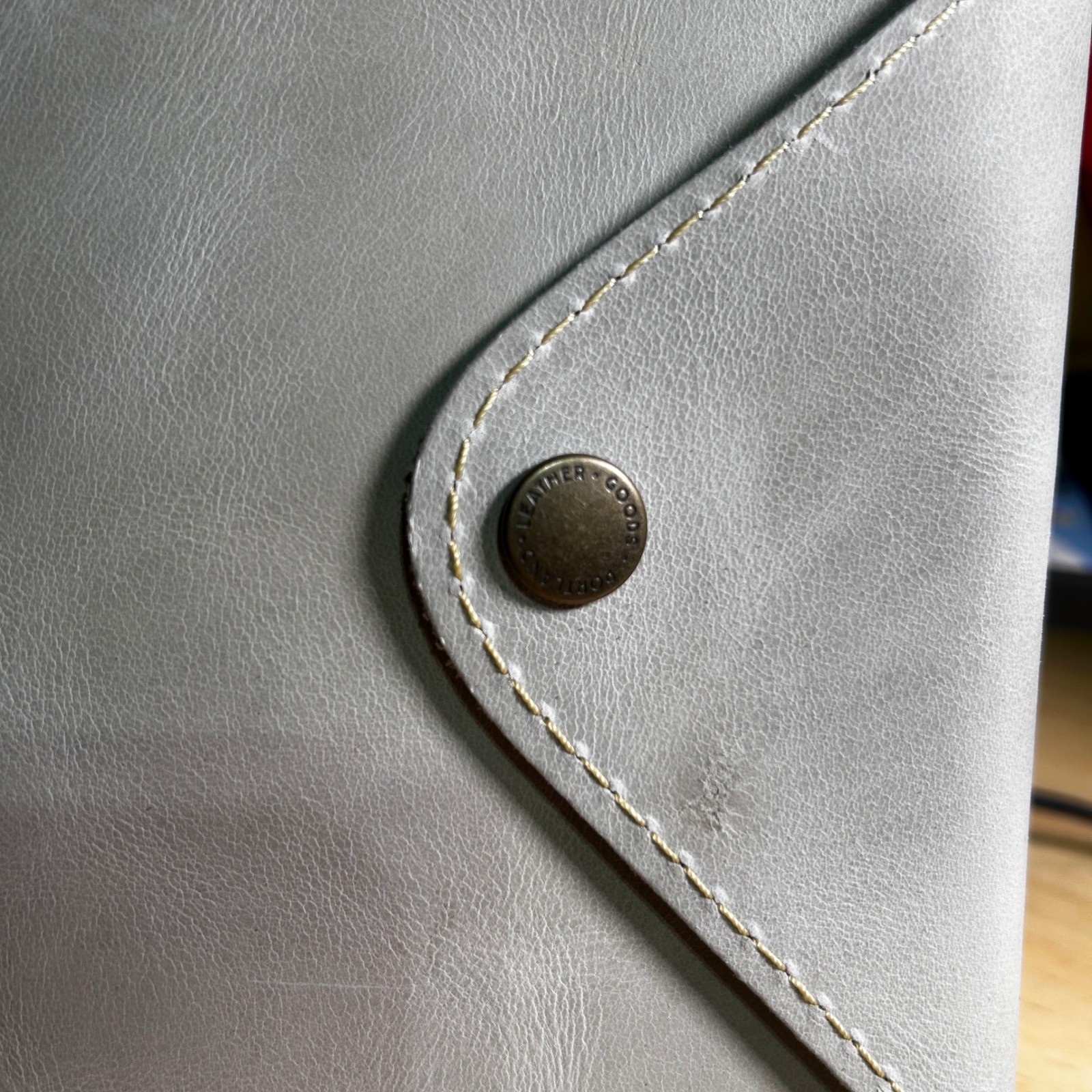 Portland Leather Goods Grey Leather Envelope Notebook Cover A6 Pocket Snap Case