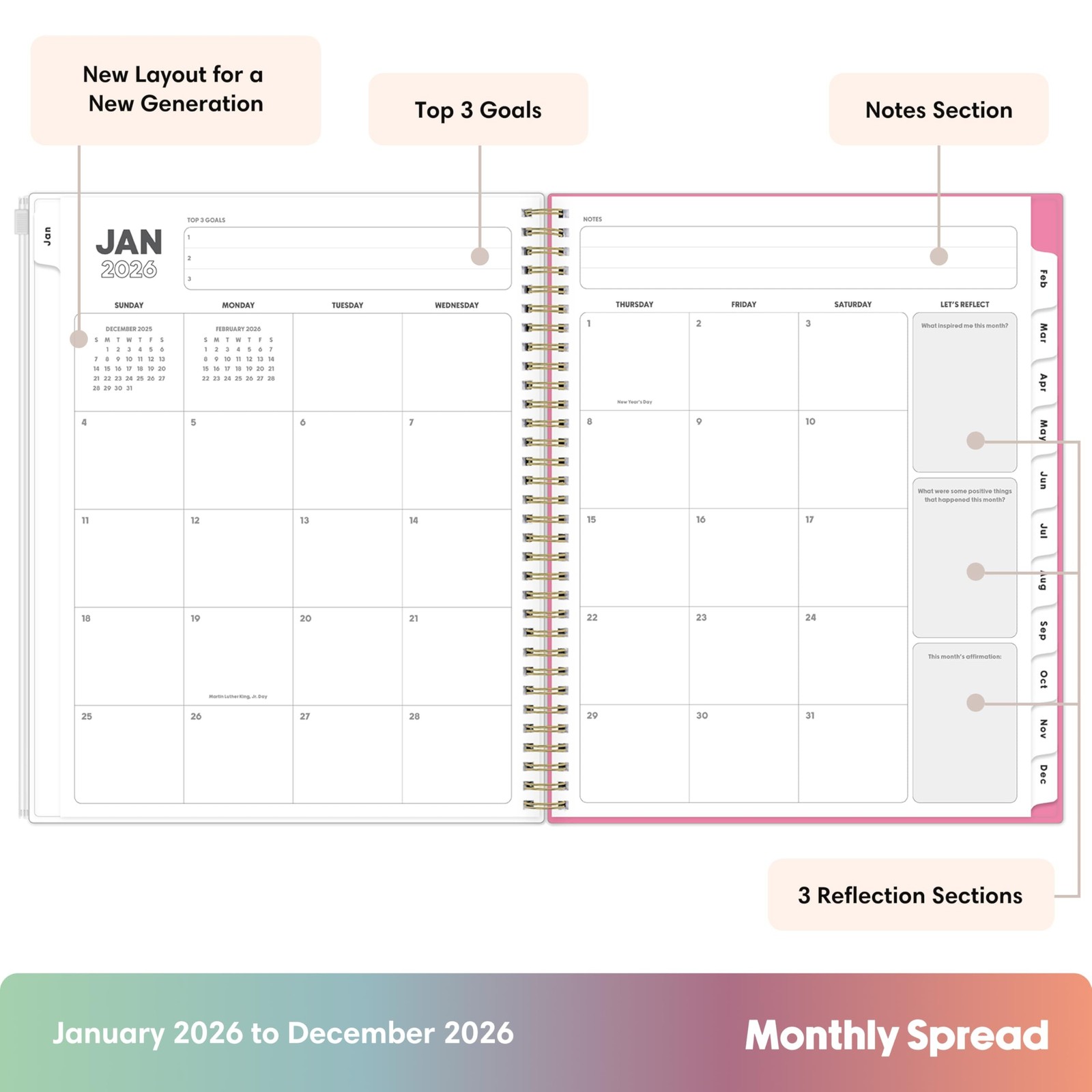 Blue Sky Gen Z 2026 Weekly and Monthly Planner Calendar, January 2026 – Decem…