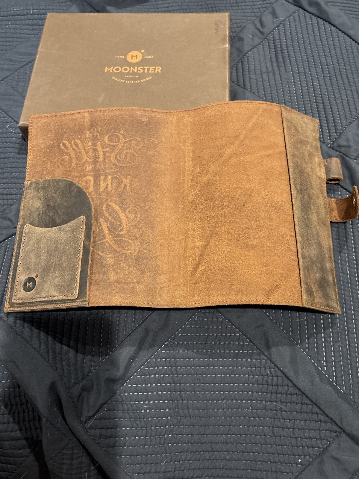 Moonster Leather Bound Notebook Cover Or Bible Cover Religious 6.5 X 8.5”