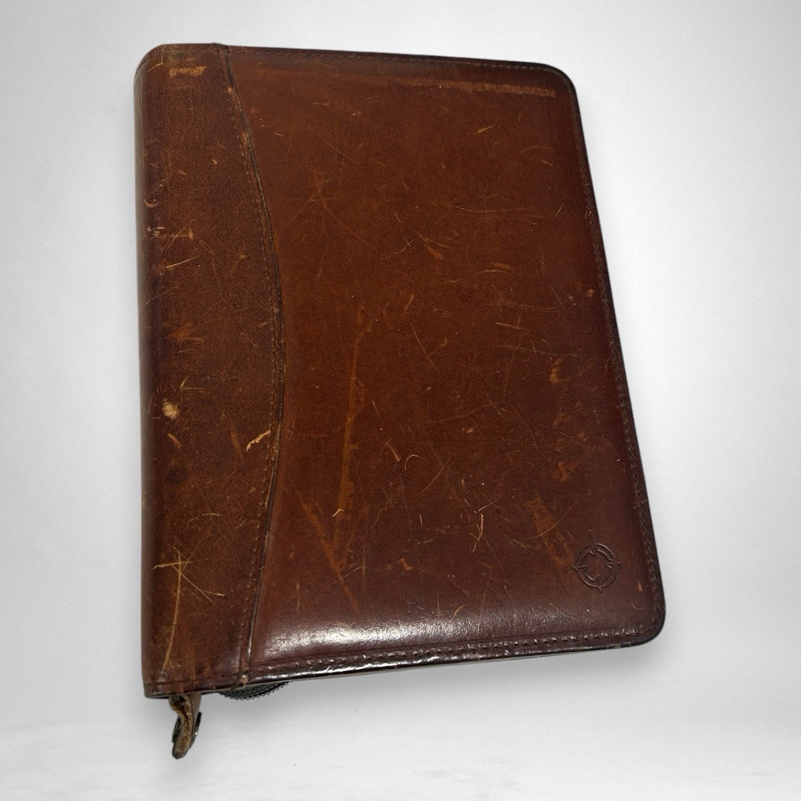 Franklin Covey Riverwood Leather PadFolio Distressed Warm Brown USA