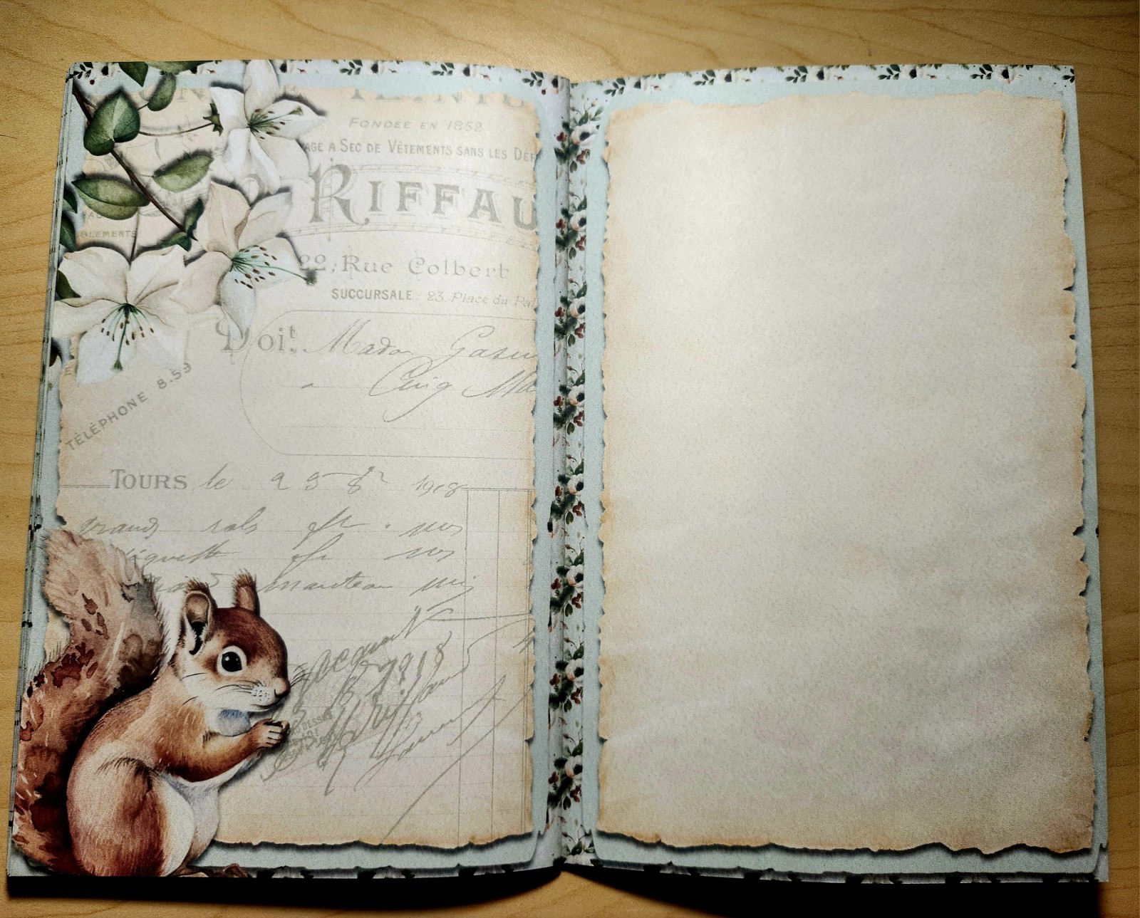 Junk Journal Blank Booklet “WINTER WONDER” Handmade Wildlife Lg 8.5″x5.5″ 40pgs