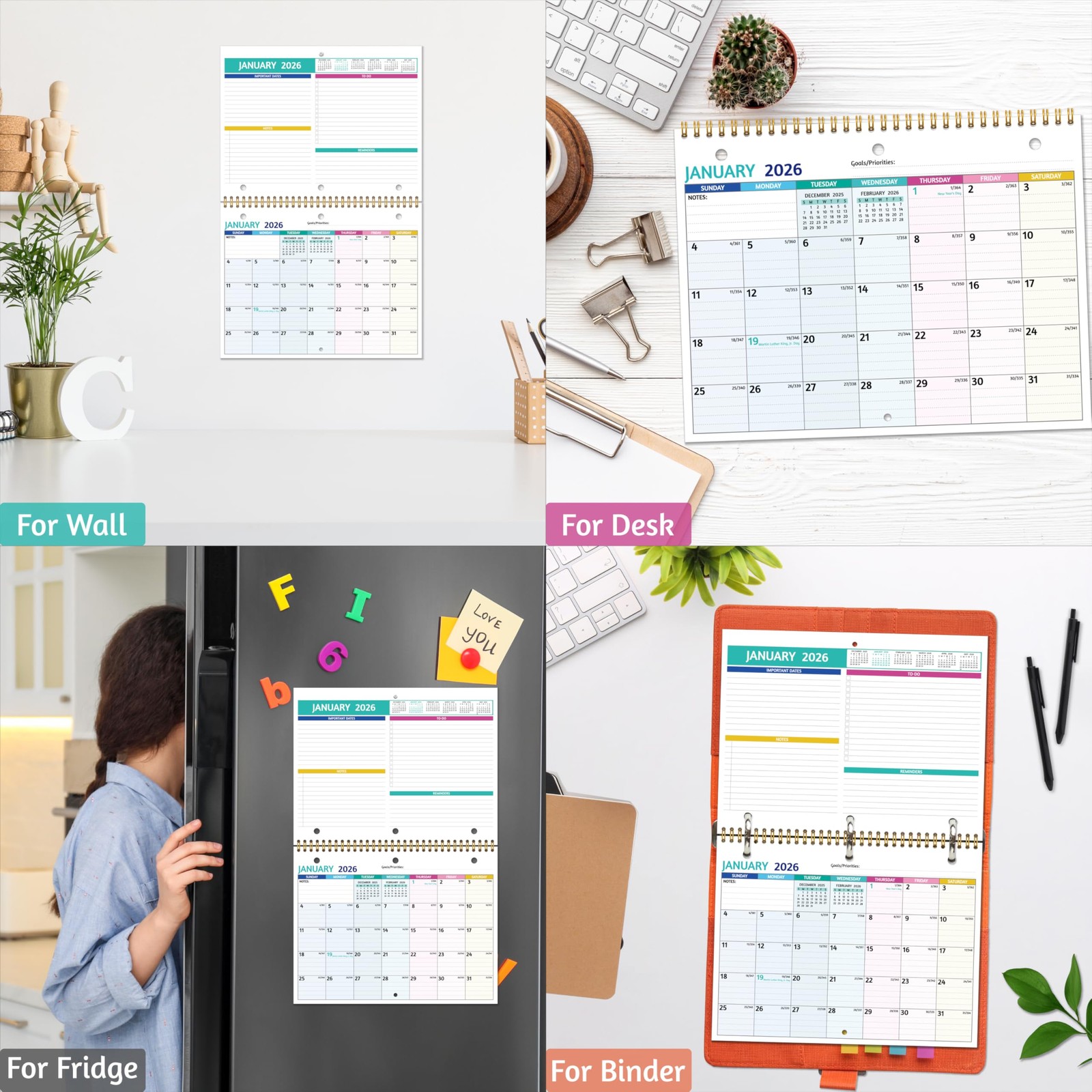 2026 Calendar – 2026 Wall Calendar, 11 x 8.5 In, Jan 2026 – Dec 2026, Small…
