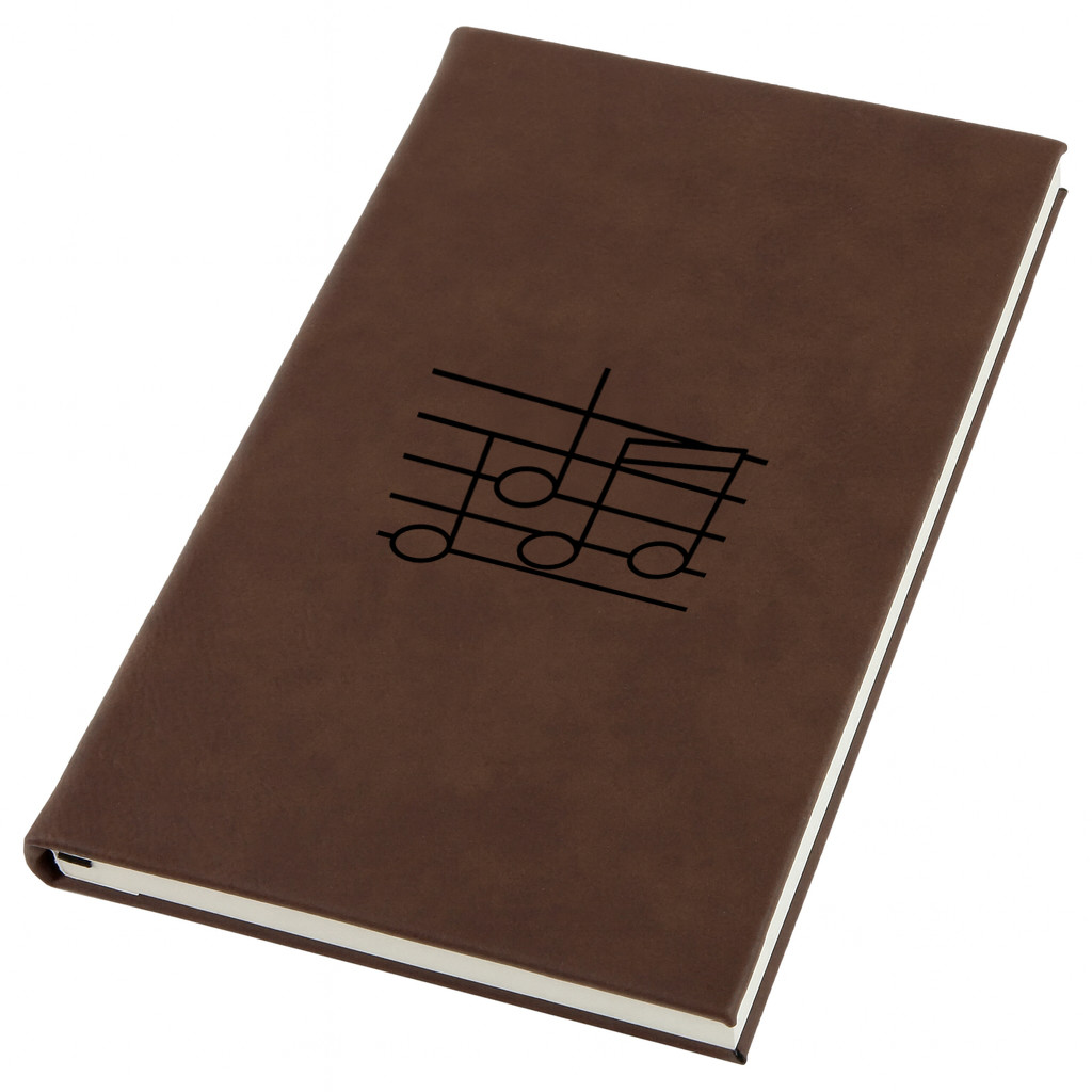 Sheet Music Engraved Leather Journal, Personal Planner with Lined Pages