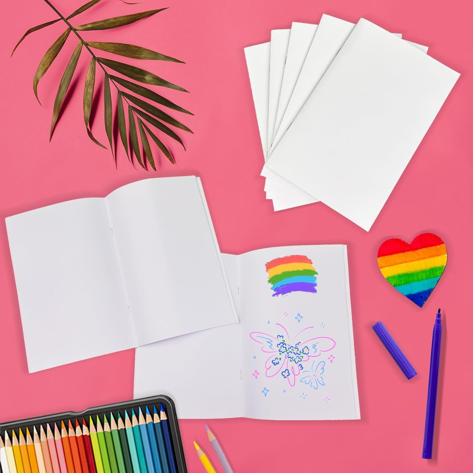 50 Pcs Kids Blank Notebooks, 5.5 x 8.5 Inches, Unlined Journals for Drawing