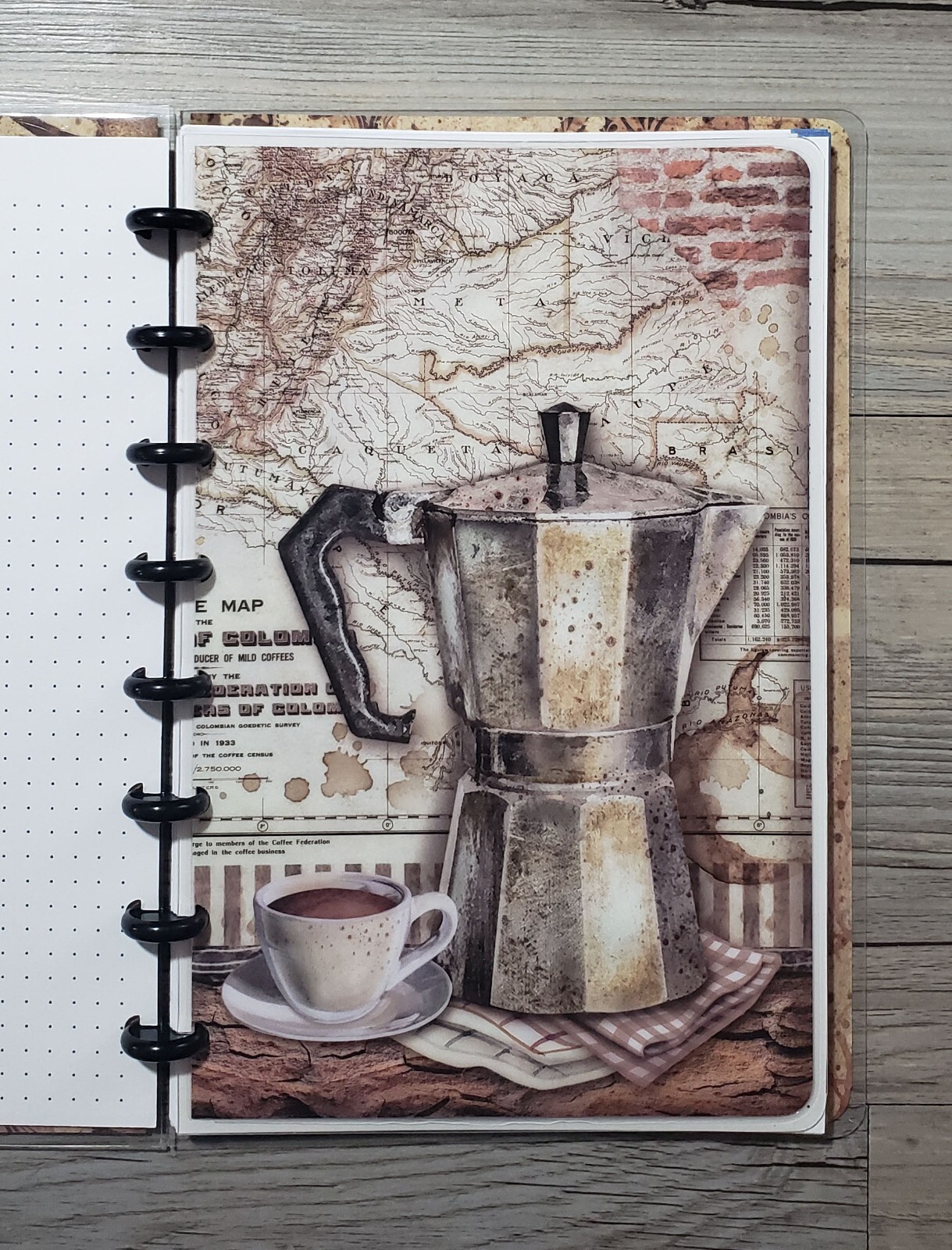 Stamperia Coffee & Chocolate Cardstock Dashboard For TUL Arc 8 Disc Planners #1