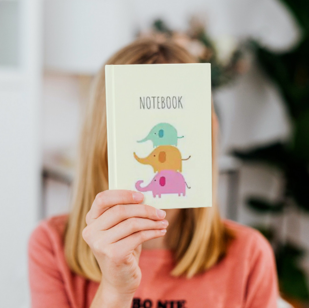 80 pages notebook, with cute elephants, in 5.5×8.5 inches dimensions.