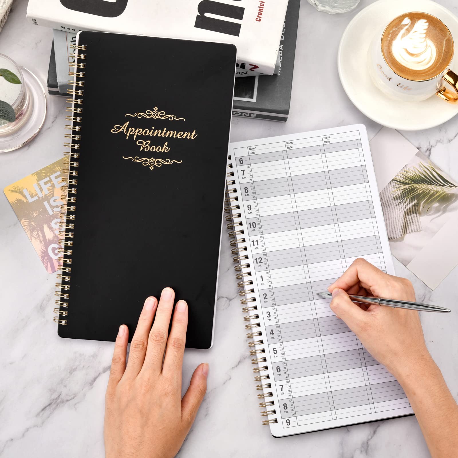 Salon Appointment Book, 15 Min Increments, 3 Columns, 200 Pages, 6.1×11.54, Unda