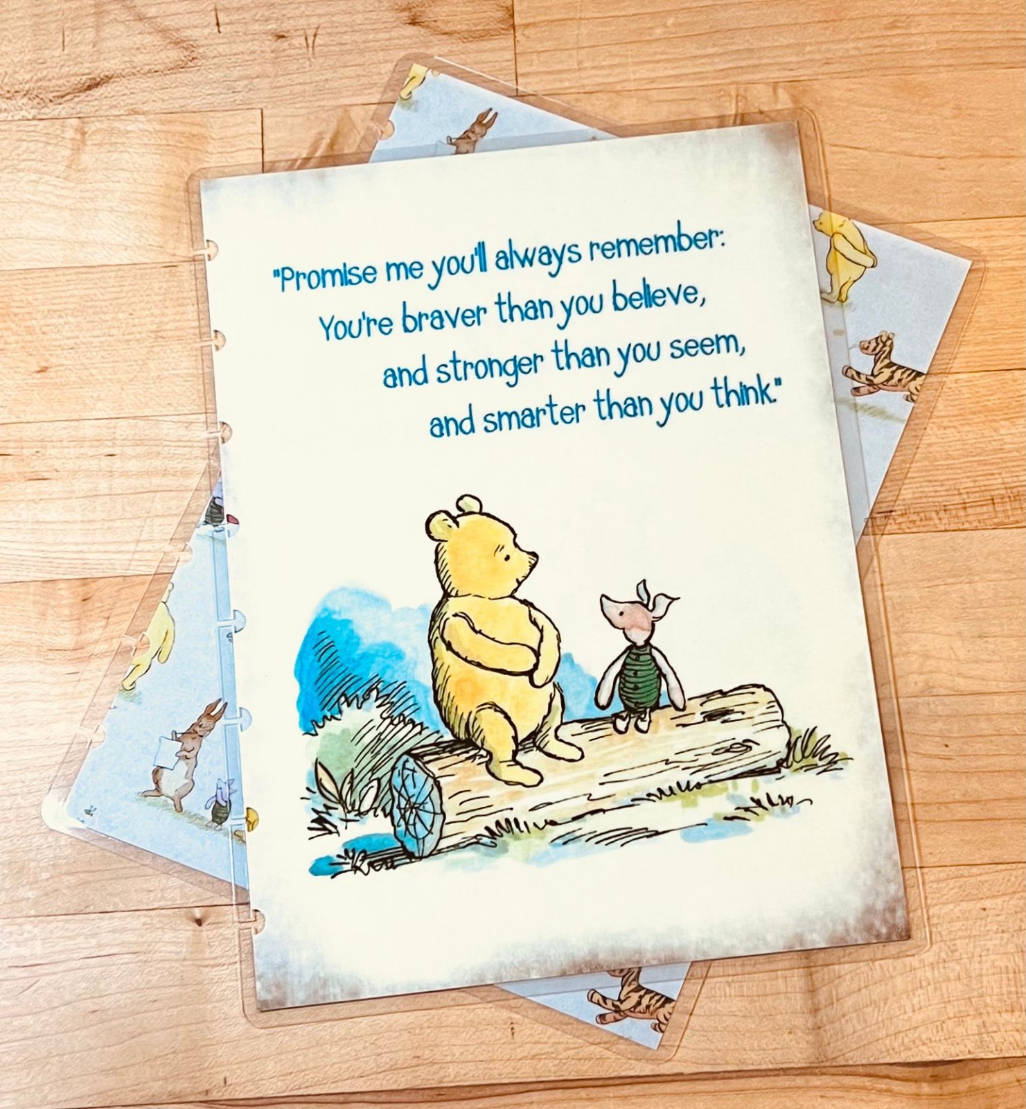 Pooh & Piglet Inspirational Quote Cover Set 4 use w/ TUL/Arc (8 disc) Planner~