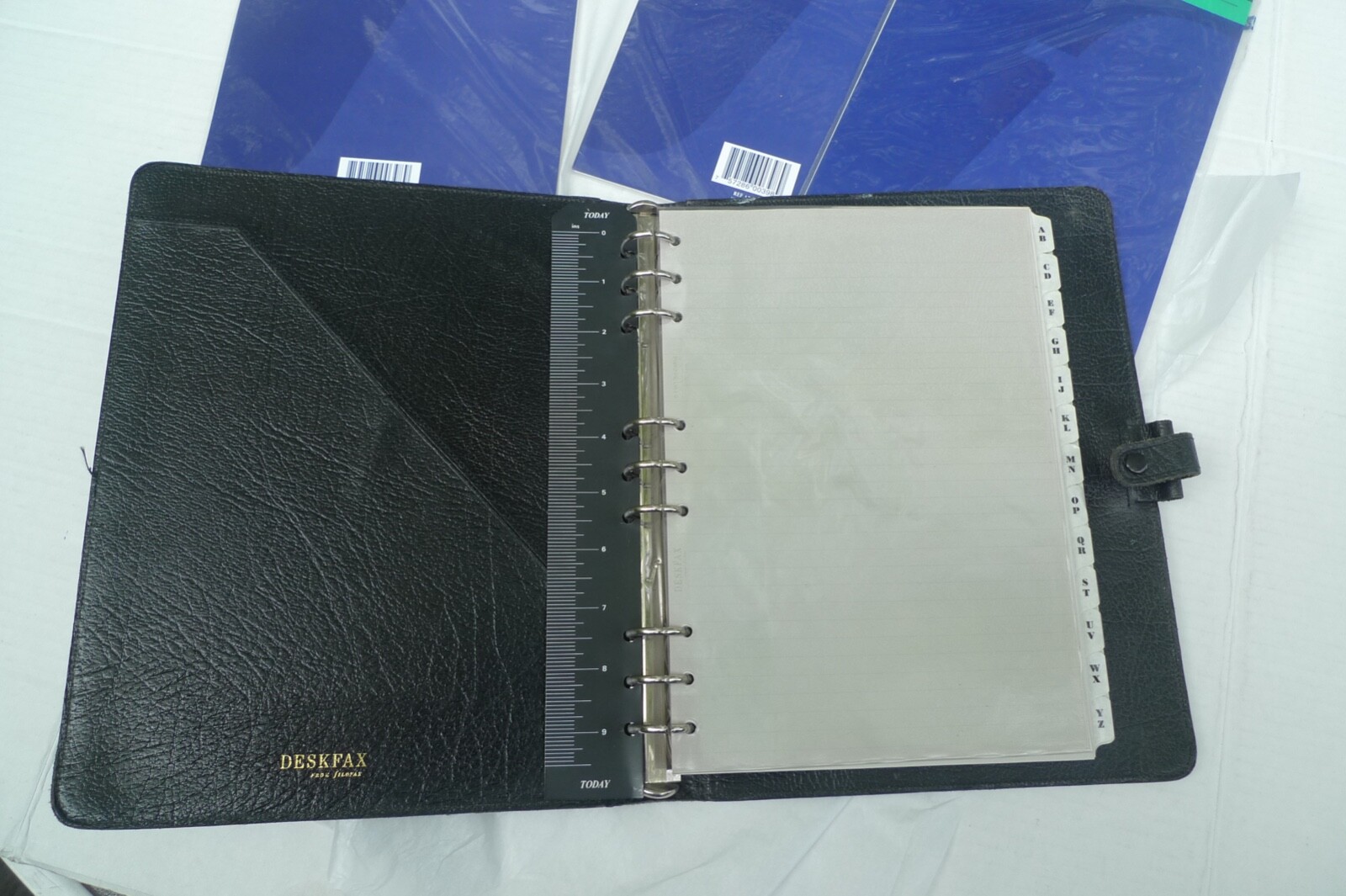 DESKFAX / FILOFAX – DX1 CLF 7/8- LEATHER PLANNER & MANY INSERTS – MADE IN UK