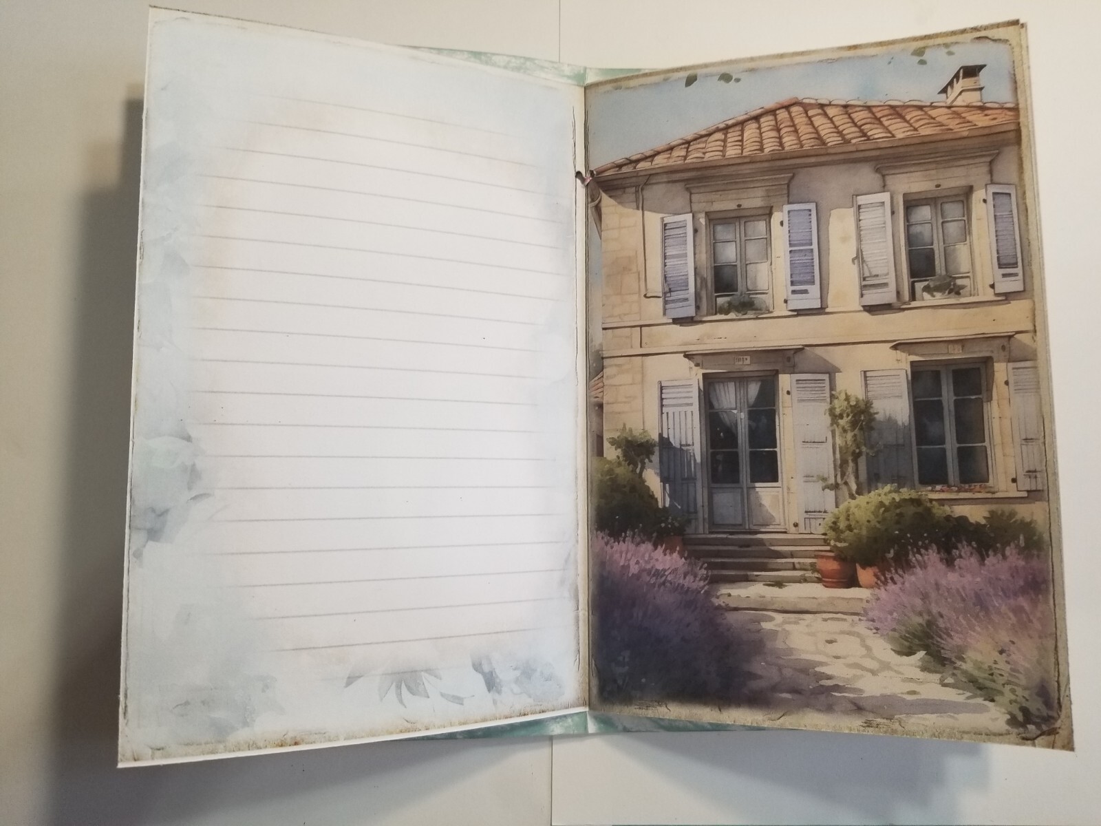 Junk Journal Blank Booklet “ARTIST’S STUDIO” HANDMADE PAINTING LG 8.5″x5.5″ 40pg