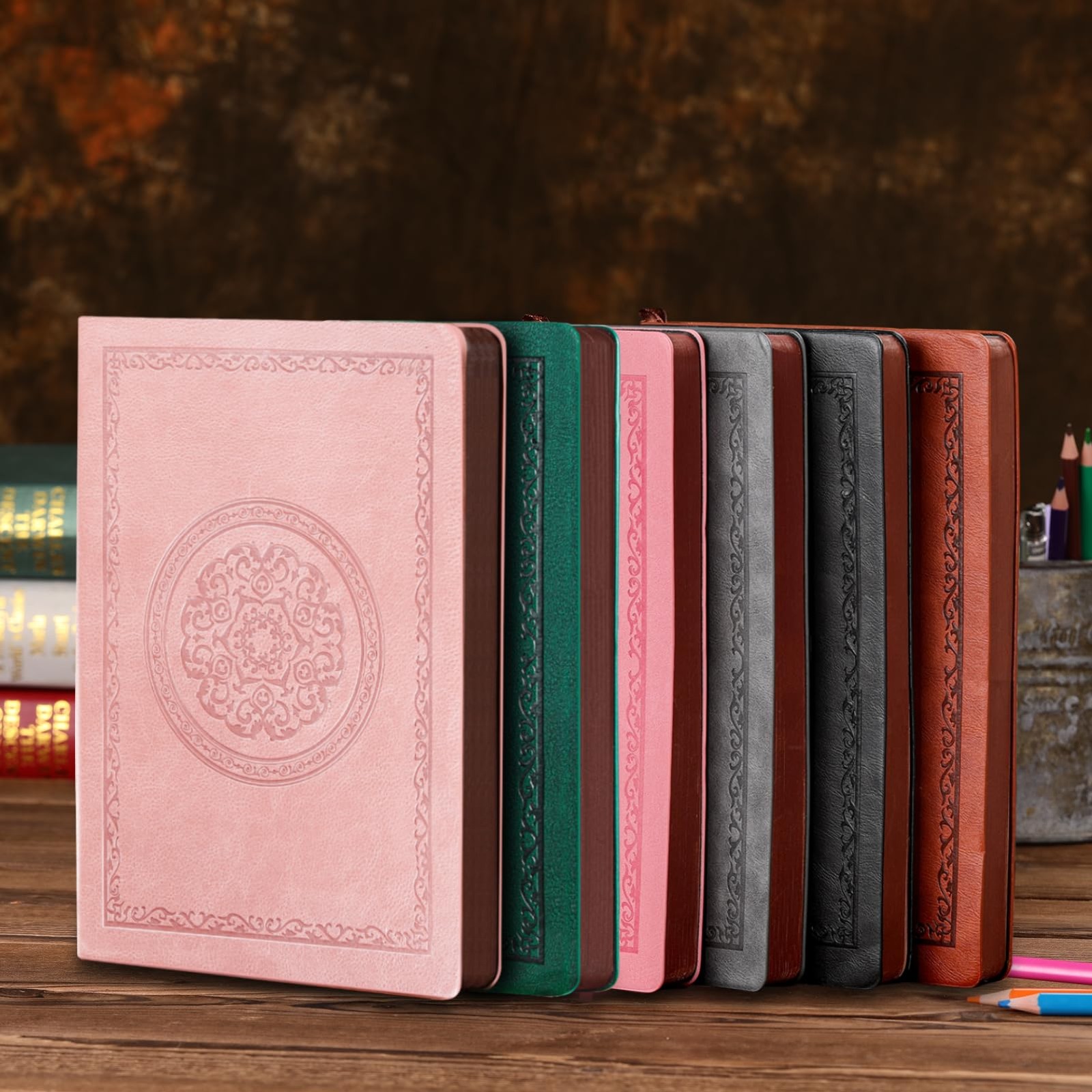 Fetinar 2026 Leather Vintage Journal Notebook,300 Pages,Leather A4, Black