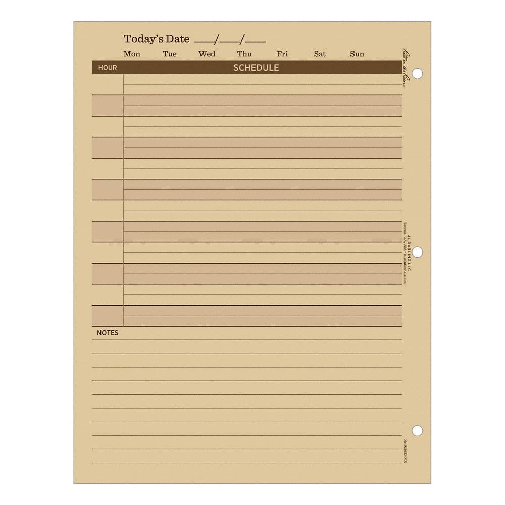 RITE IN THE RAIN 9260D Planner Calendar Pages,Daily,4-5/8 x7 in 18A135