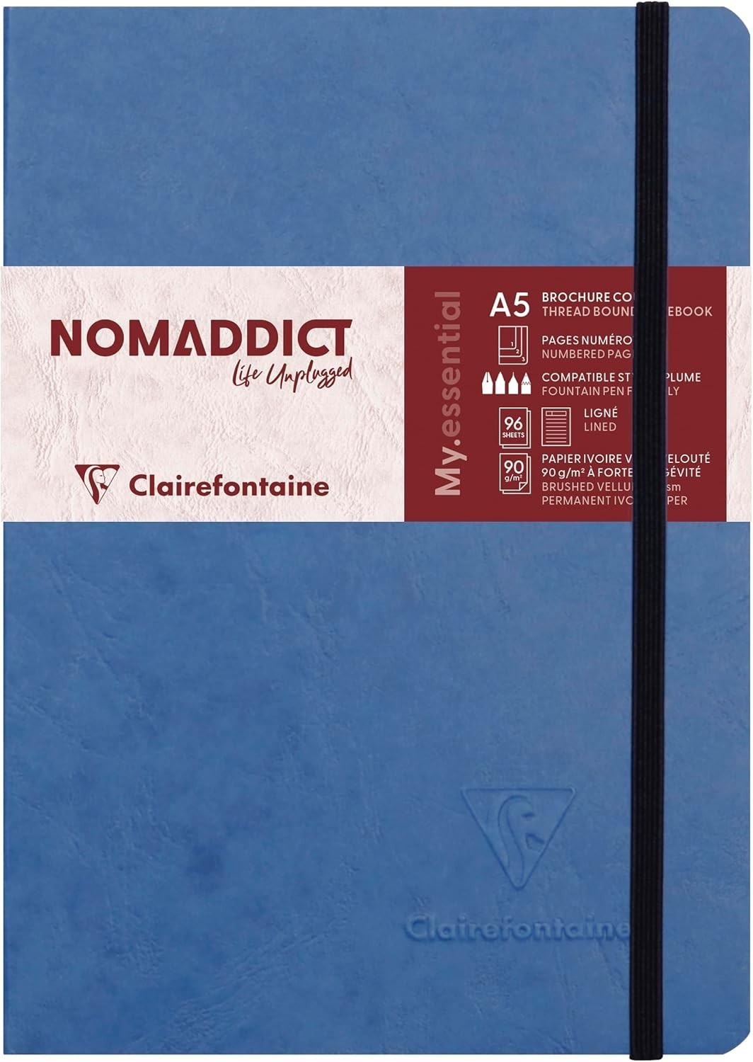 Luxury A5 Thread-Bound Notebook: 192 Lined Pages with Storage Features – Blue