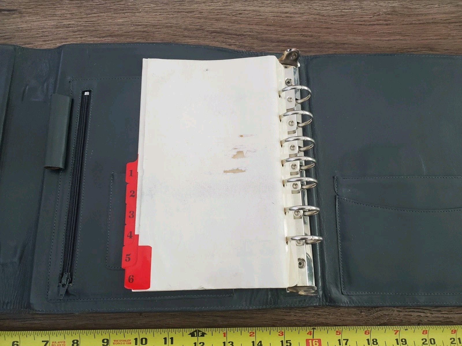 Vintage Genuine Leather 7 Ring Locking Binder Business Planner Gray 50s 60s 70s