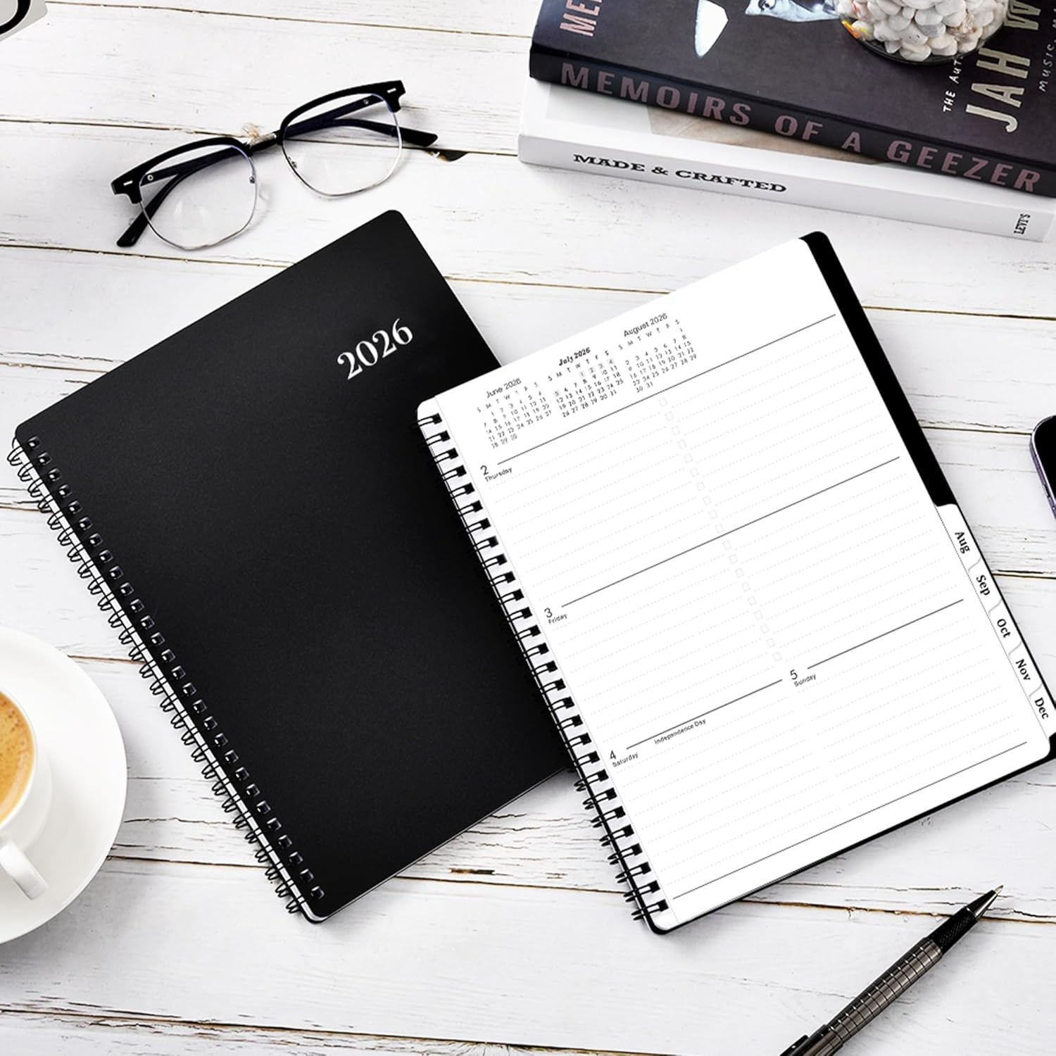 Versatile 2026 Weekly & Monthly Planner, 8×10, Flexible Cover, Twin-Wire Binding