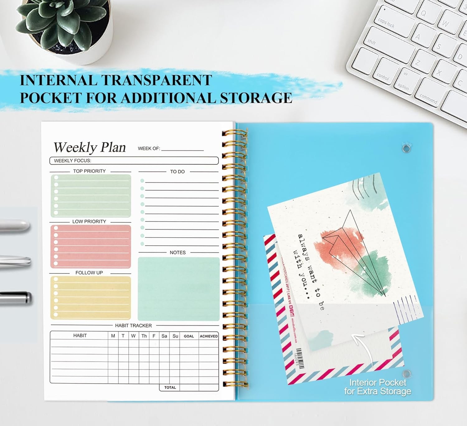 A5 Weekly Planner Undated Daily To Do List Planner, Weekly Goals Noteb…