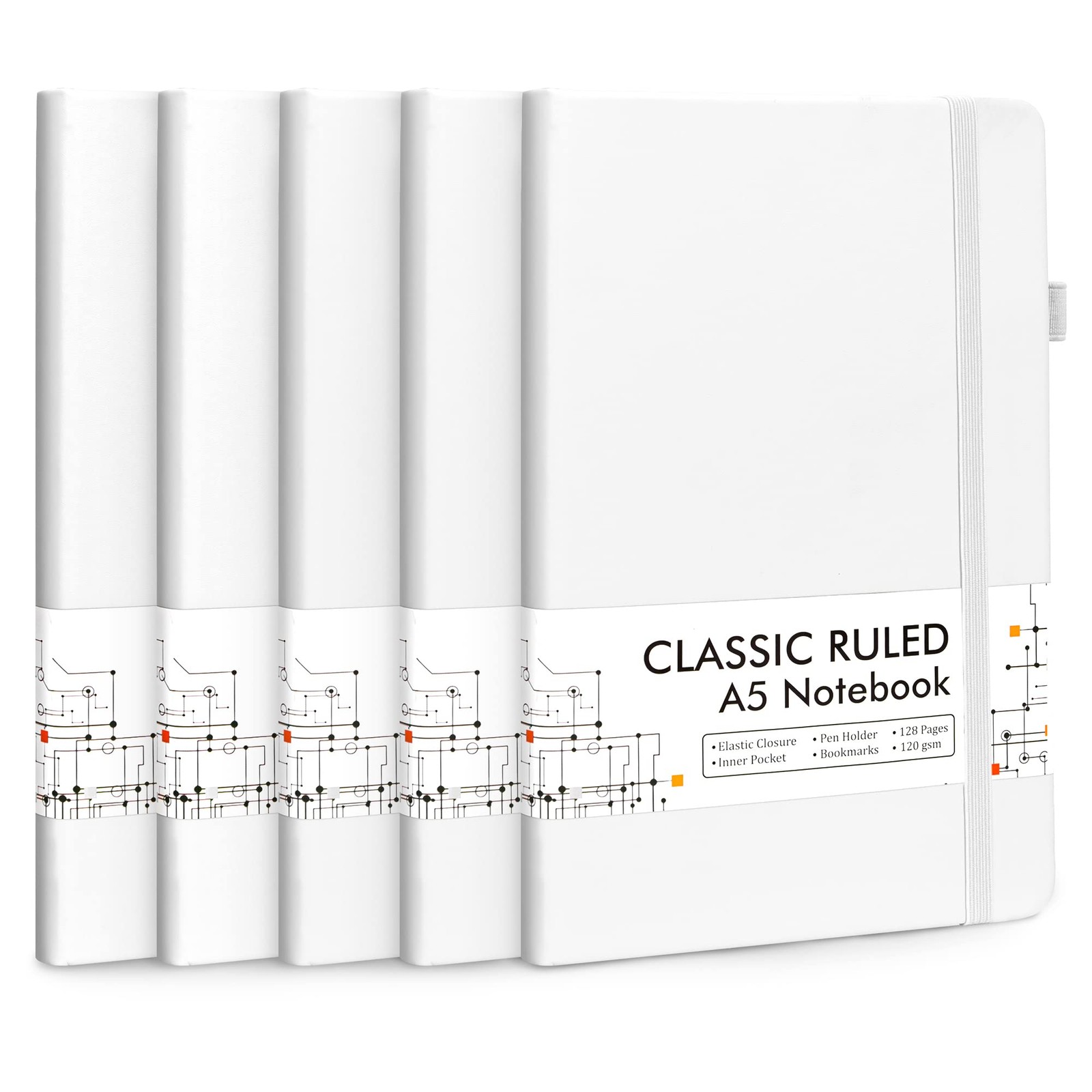 feela 5 Pack Notebooks Journals Bulk, Hardcover Notebook Classic Ruled Lined …
