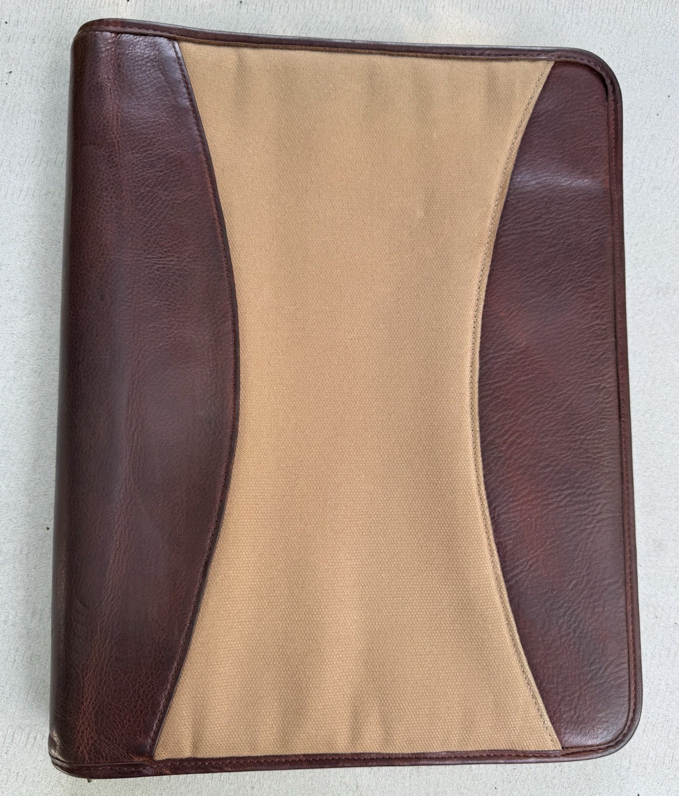 Vintage Duluth Trading Fire Hose Canvas & Leather Padfolio/Portfolio 13.5″ x 10″
