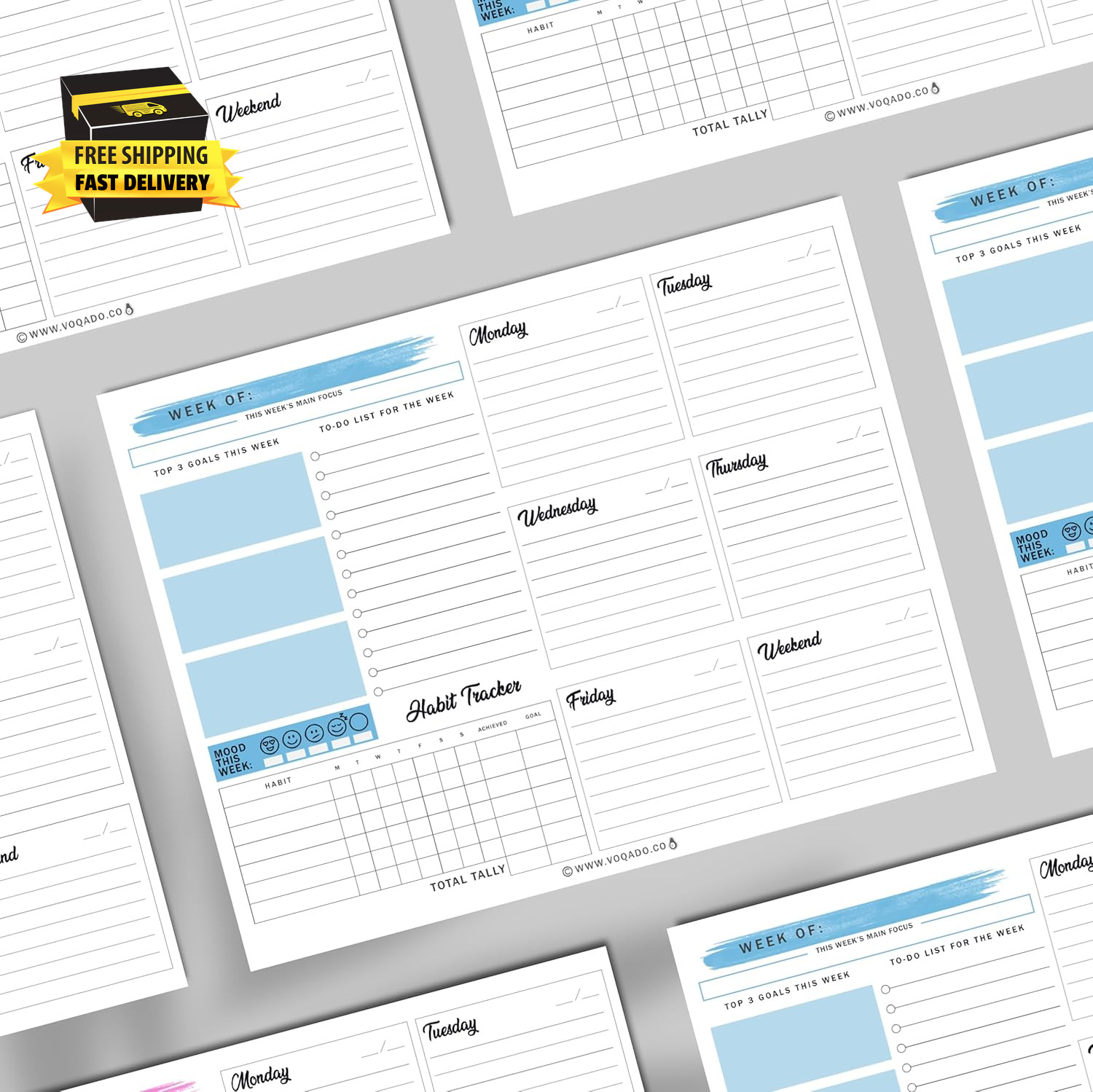 Weekly Planner Pad Tear off (Magnetic) Full Year Productivity Planner, 50 Undate