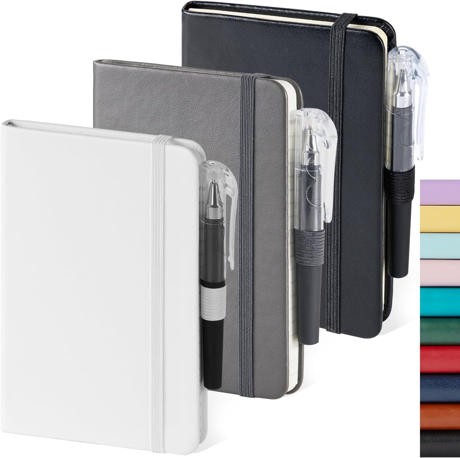 Small Notebook Pocket Size Journal 3.7″ x 3.7 x 5.7 in, Black_Gray_White