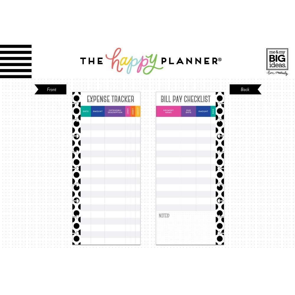Happy Planner Budget Expense Tracker Classic Half Sheet 60 Sheets Refill New