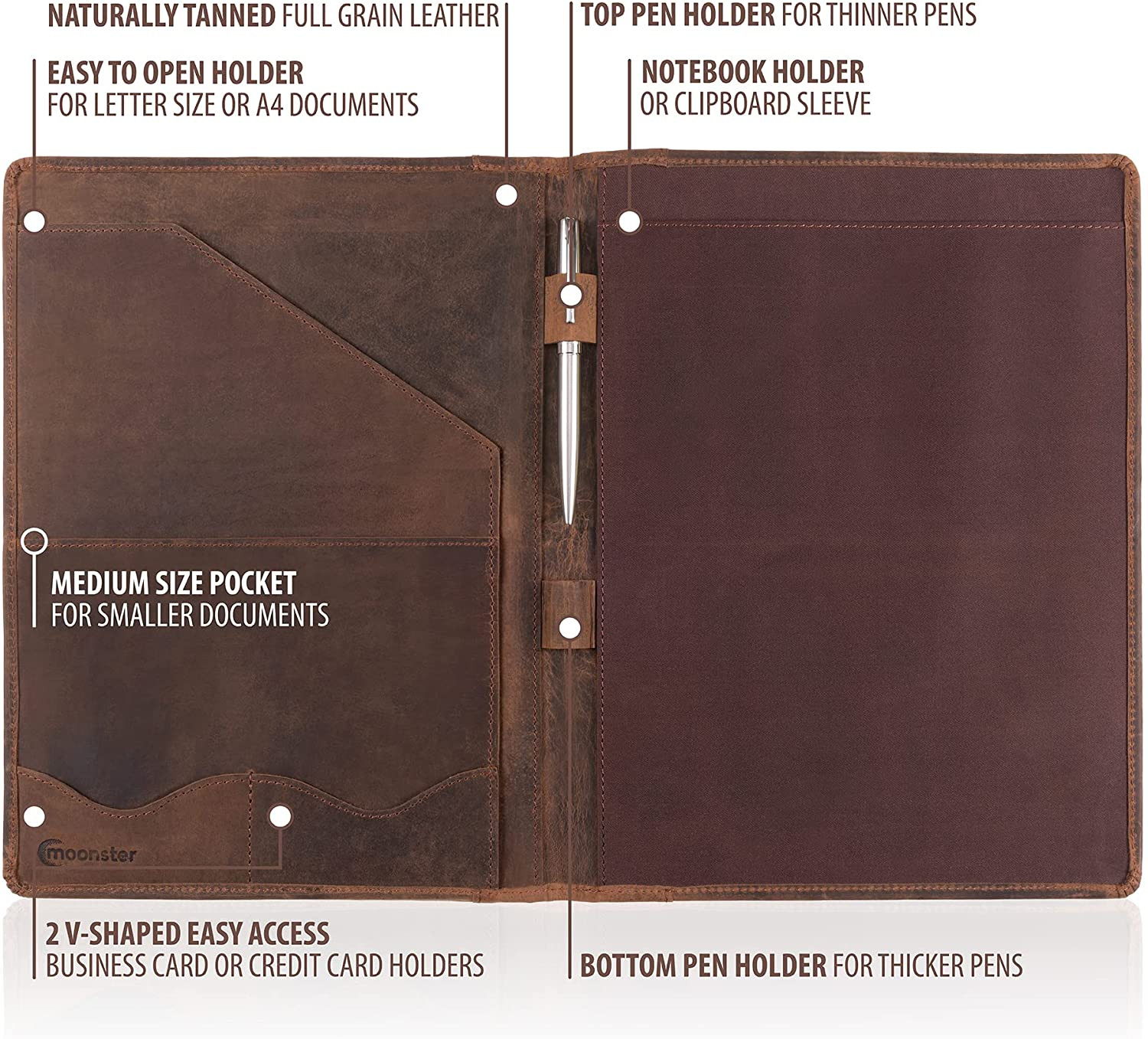 Leather Portfolio Professional Organizer Padfolio – Resume Folder with Luxury Pe