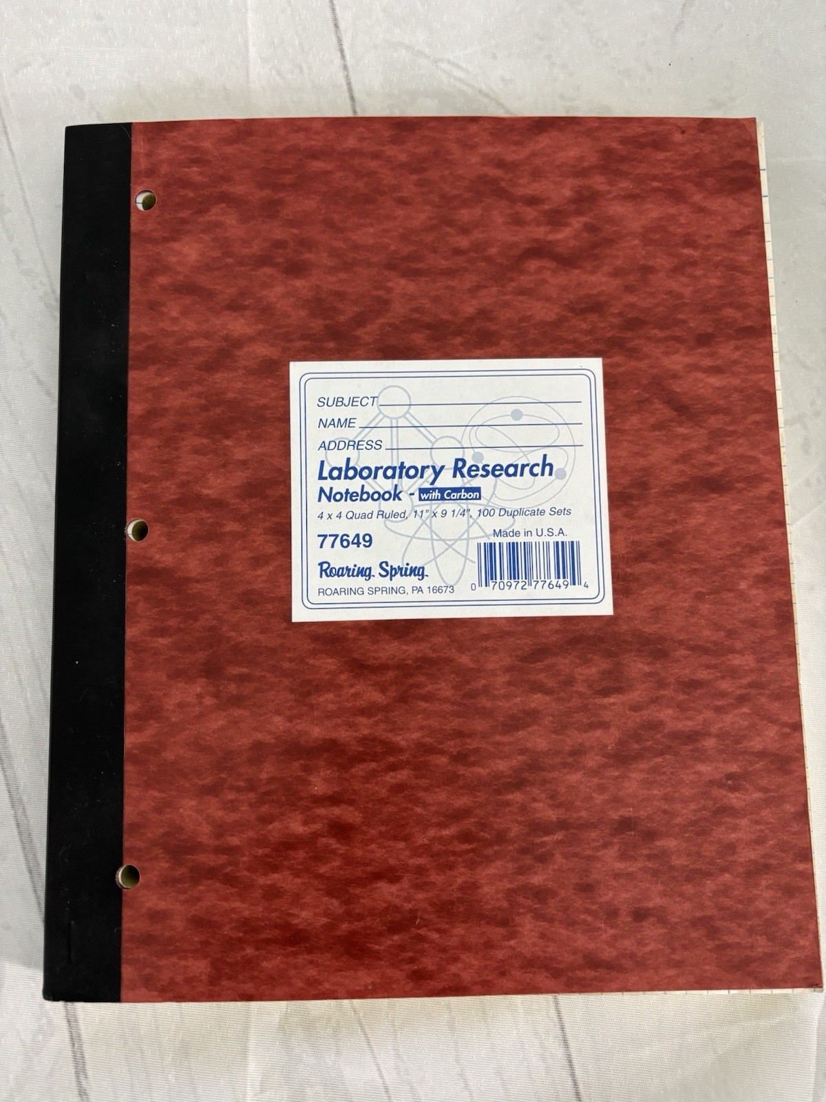 Roaring Spring Laboratory Research Notebook with Carbon Model 77649