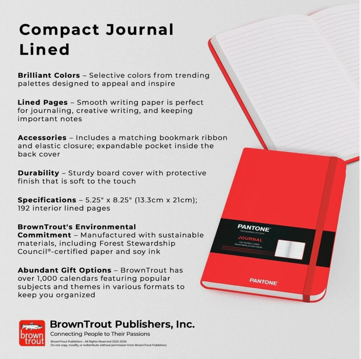 Pantone OFFICIAL | 5.25×8.25″ Lined Compact Journal 2 Red 1 Green 1 Lilac set