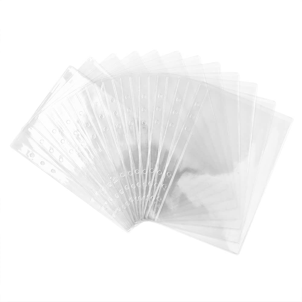 12 PCS A5 Binder Pockets Clear Cash Envelopes Waterproof PVC Page Sleeves