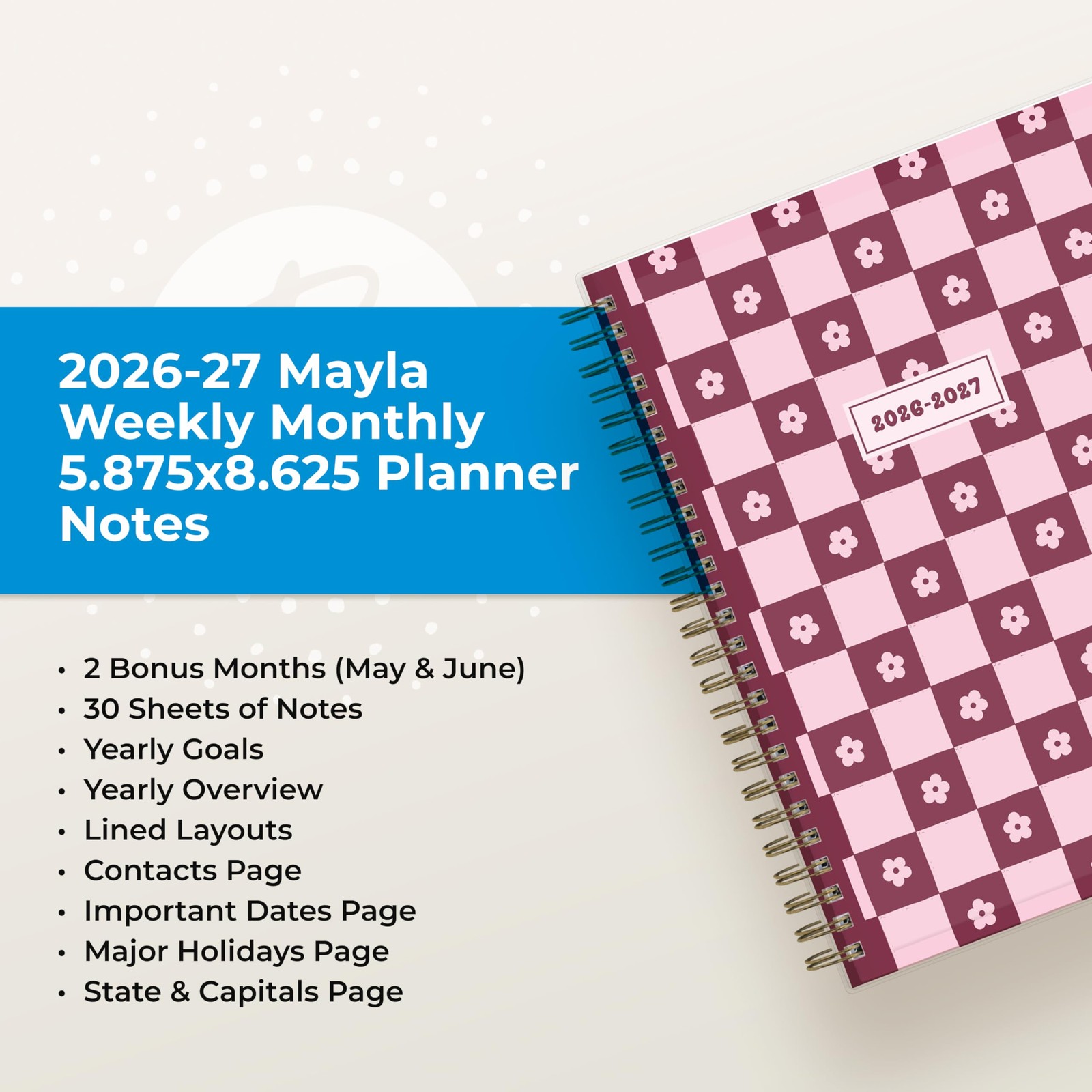 Blue Sky 2026-2027 Weekly and Monthly 5.875″ x 8.625″, Mayla- 2026/2027