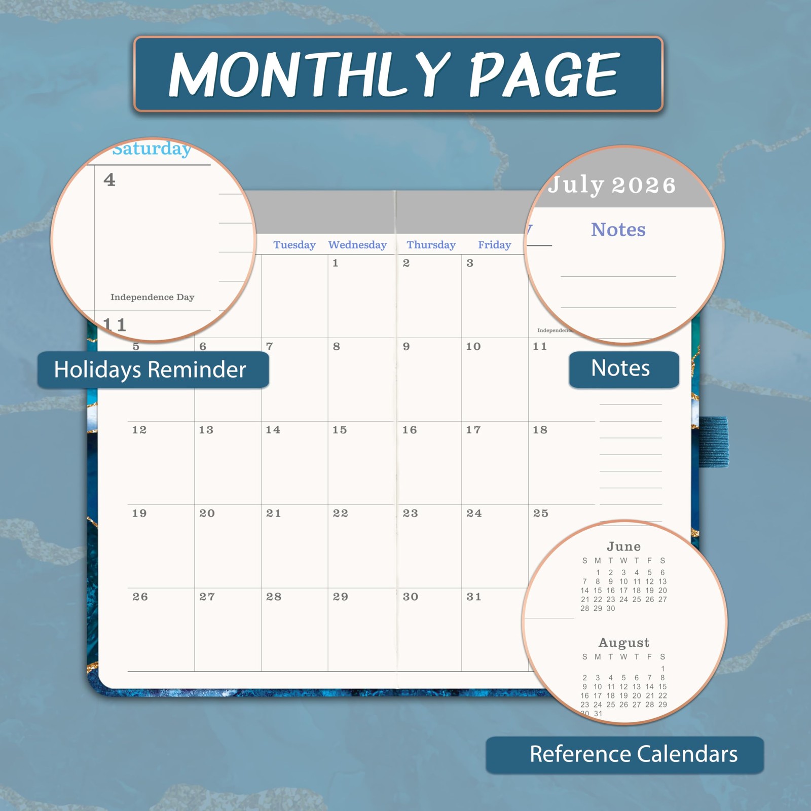 20262029 Pocket Planner 3 Year Monthly Calendar/Planner 20262029, JULY 2026 …
