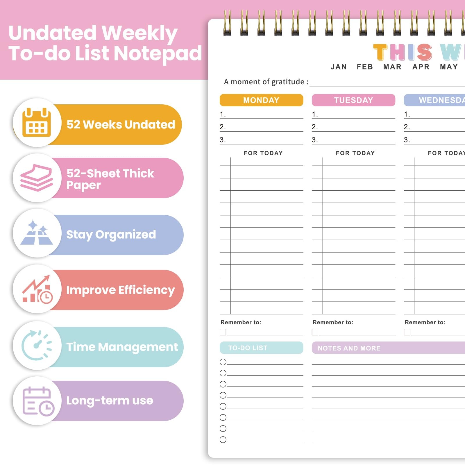 Weekly To Do List Notepad – Weekly Planner Notepad With 52 Undated Sheets