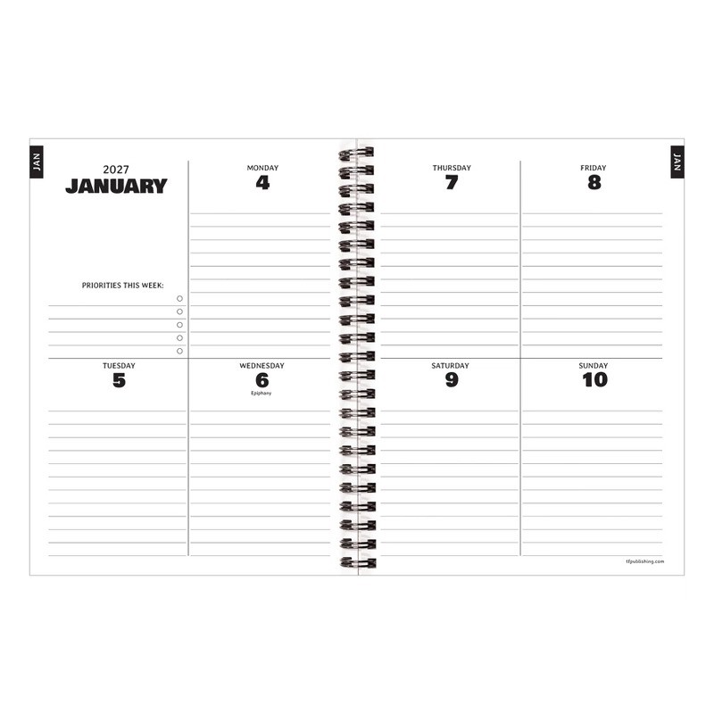 2027 Black Medium Weekly Monthly Planner
